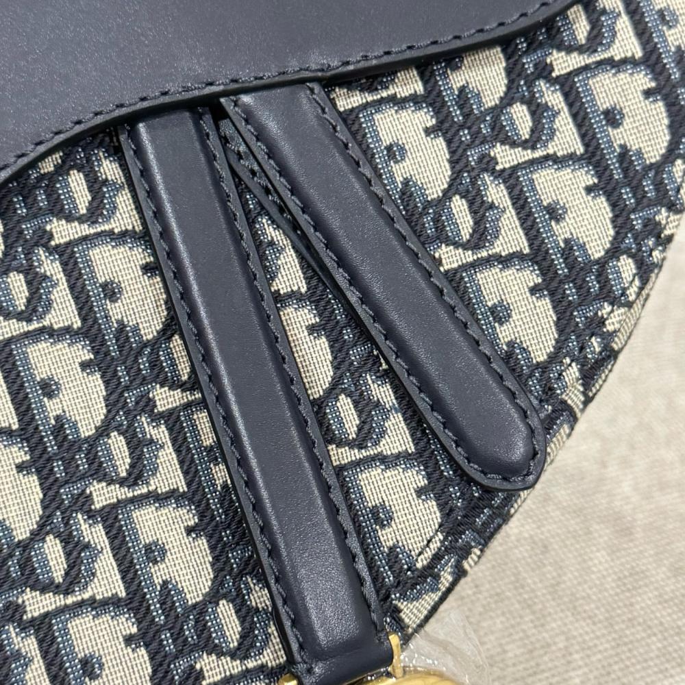 Dior Askılı Saddle Bag Mavi Dior Oblique Jakarlı