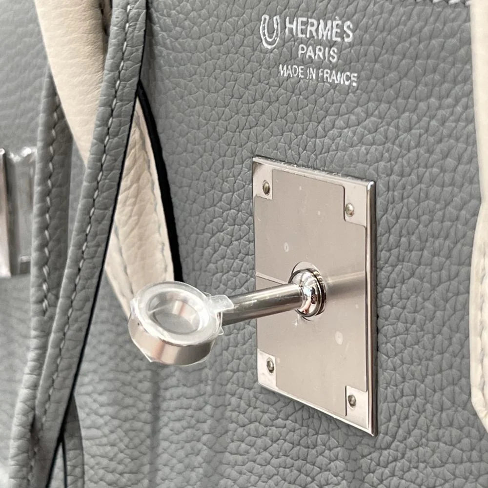 Hermès Birkin 30 Grey Seagull and White Togo