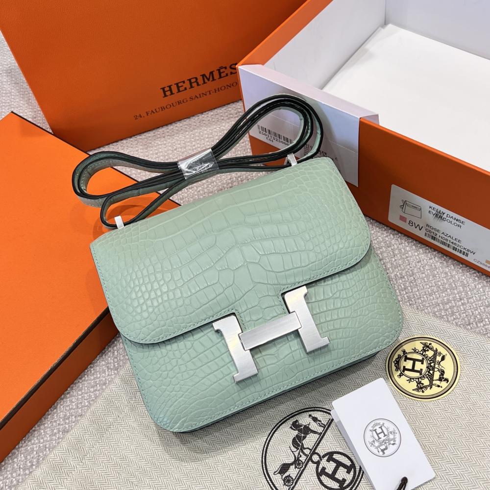 Hermes Constance 18 Green Fizz Crocodille