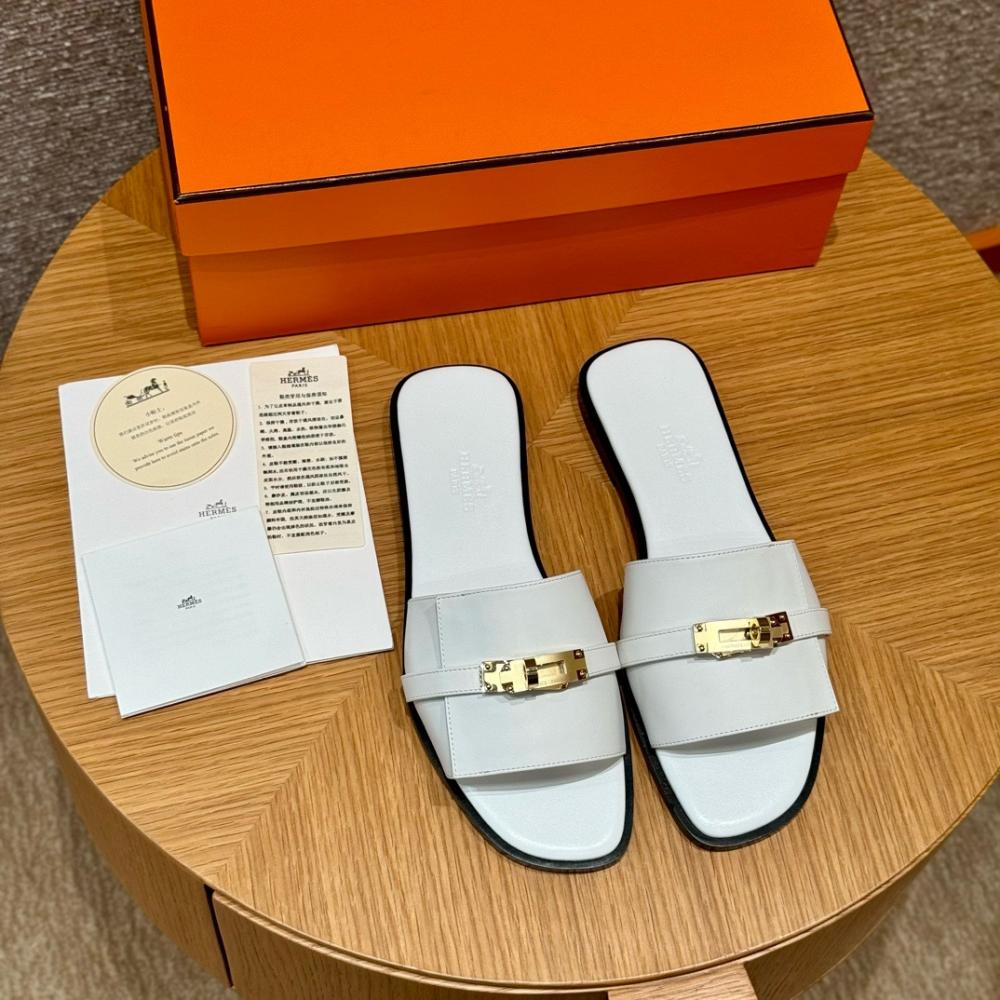 Hermès Oran Sandals Gray Argent