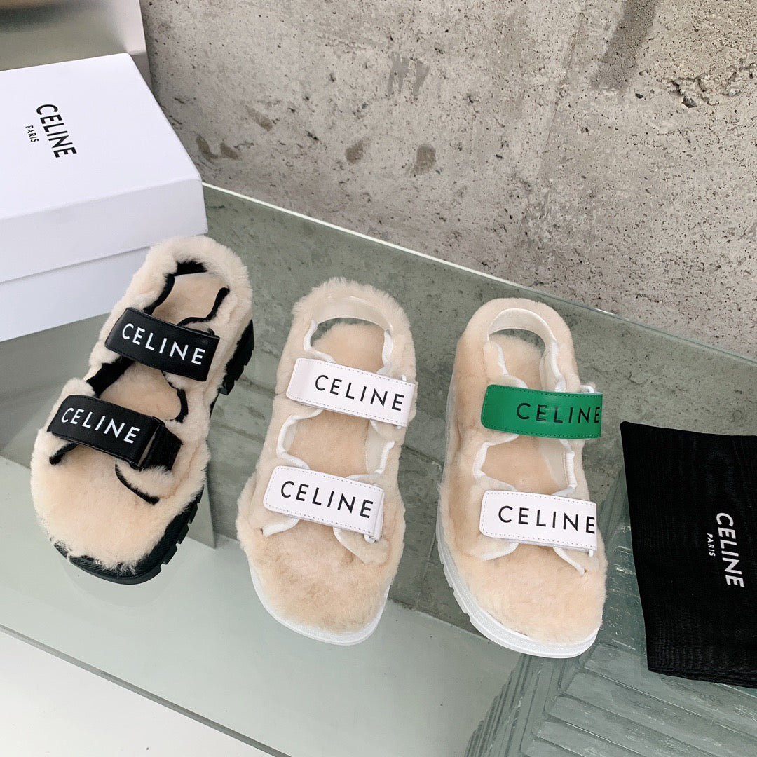 Celine Fur Sandals