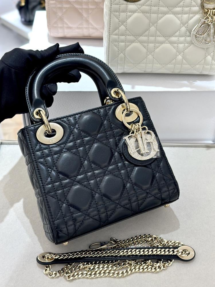 Dior Lady Mini Patent Leather Claret Red Bag 