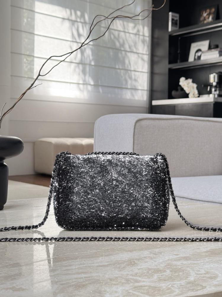 Chanel CF20 Evening Bag — Black Sequin