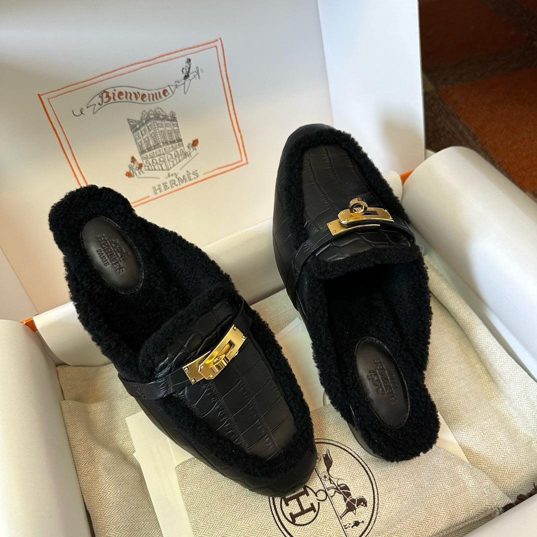 Hermes Oz Kürklü Ayakkabılar Tamamen El Yapımı - Glimmer of Luxury