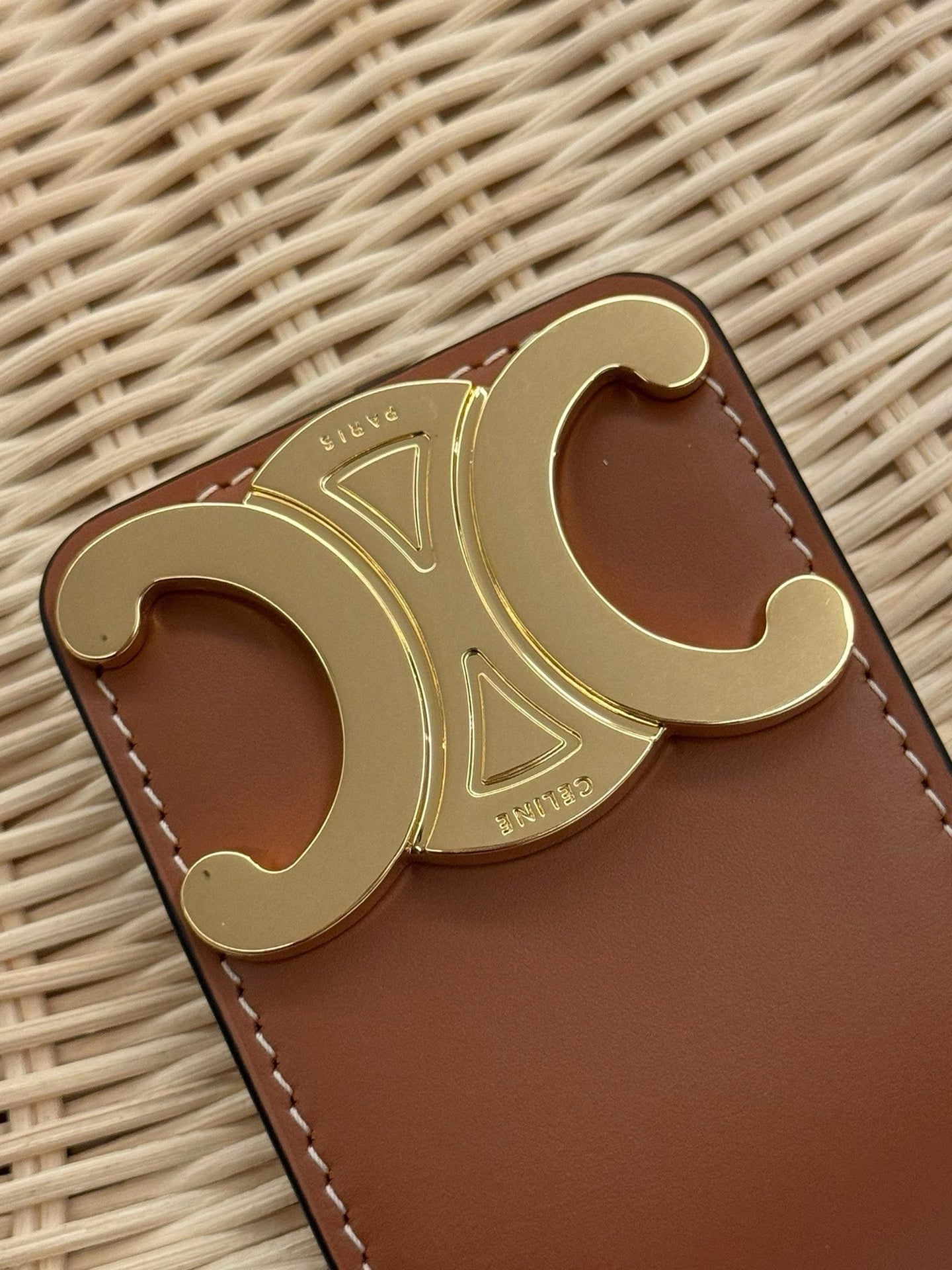 Celine Teen Coufin Straw and Natural Calfskin Bag 