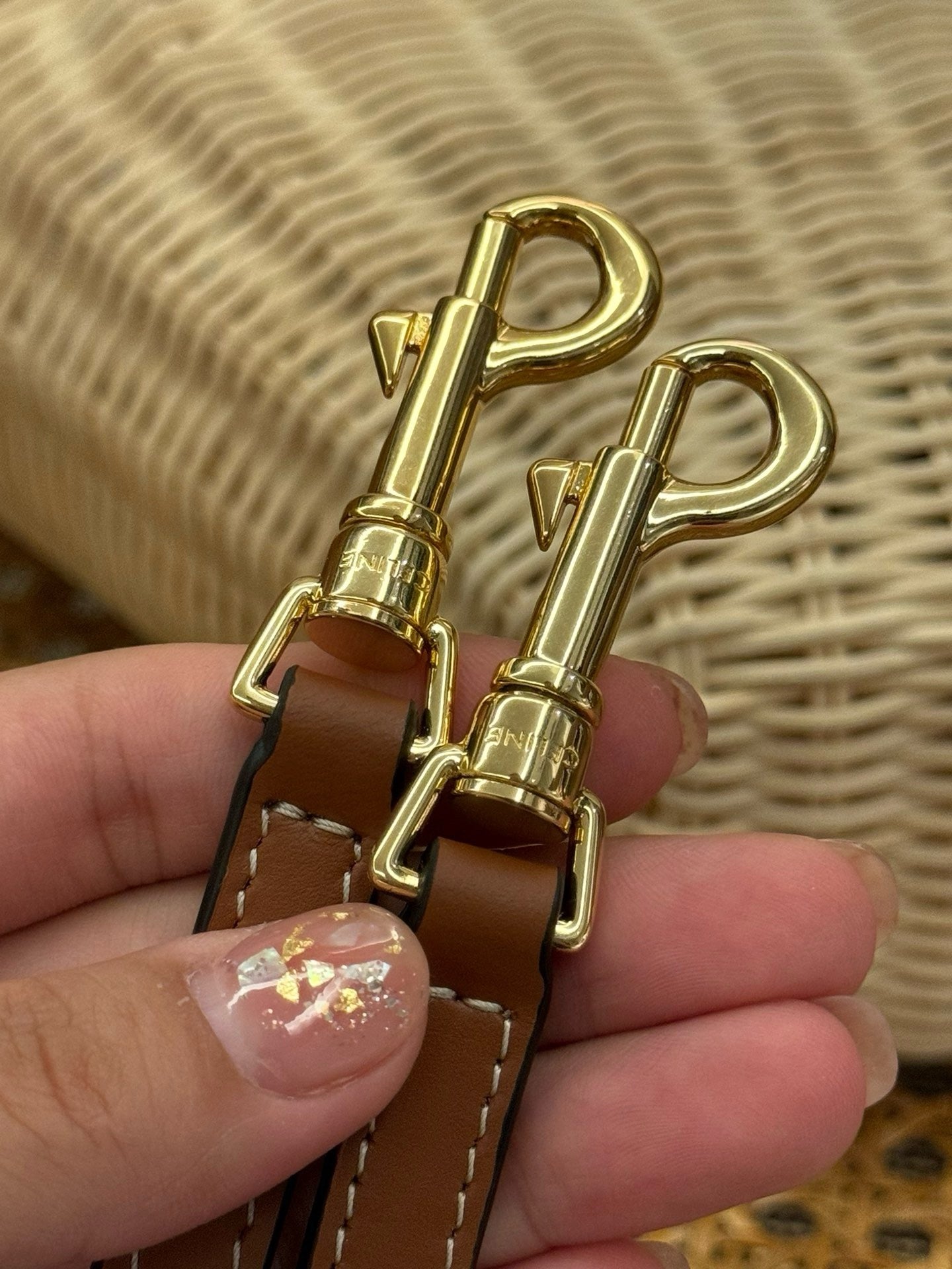 Celine Teen Coufin Straw and Natural Calfskin Bag 