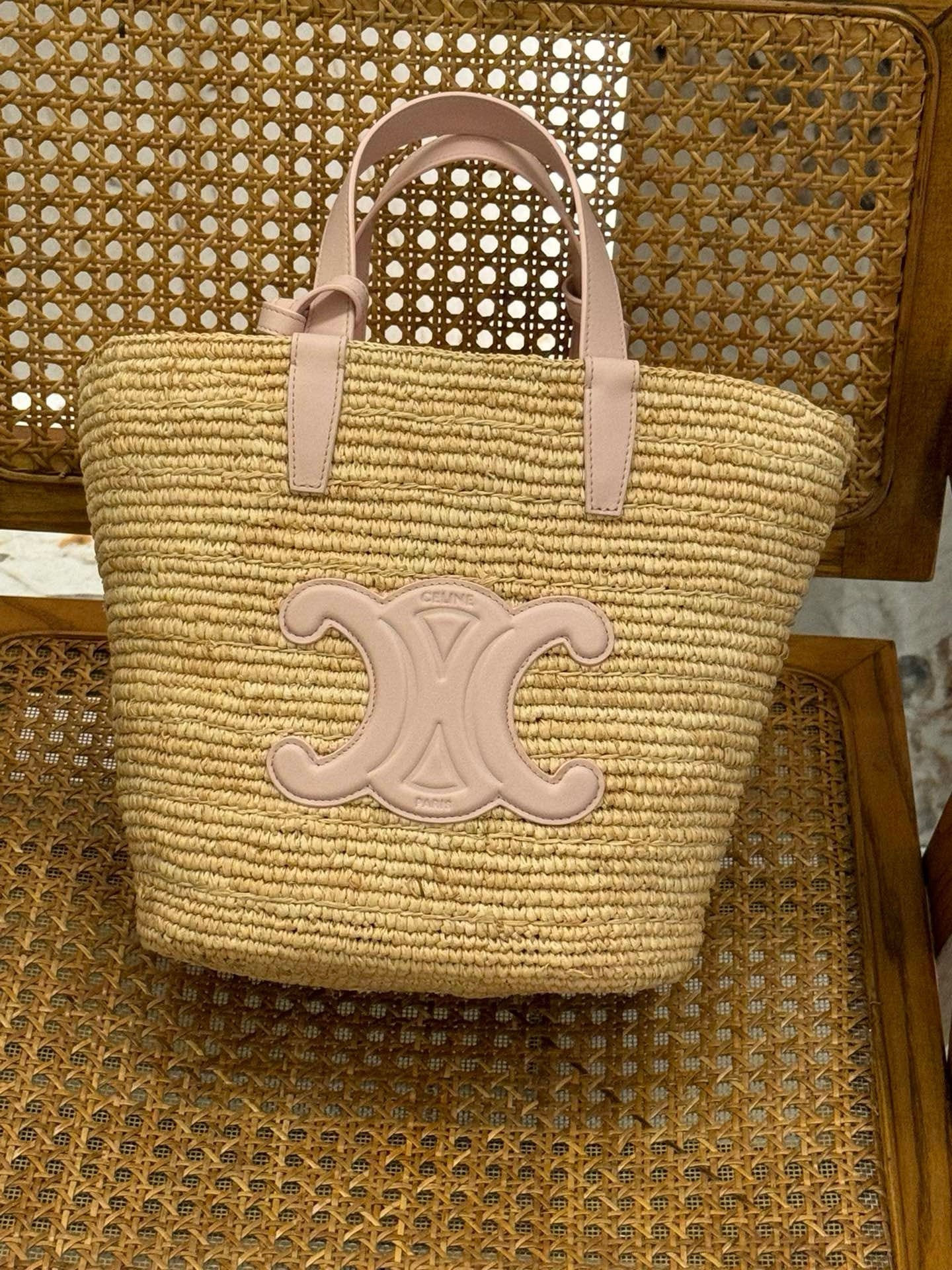 Celine Nano Supple Classic Raffia and Calfskin Basket Bag 