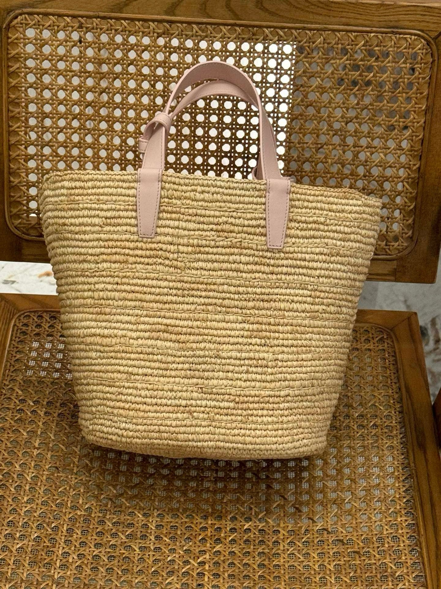 Celine Nano Supple Classic Raffia and Calfskin Basket Bag 