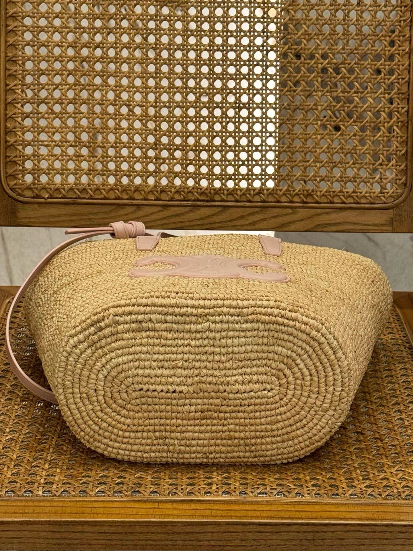 Celine Nano Supple Classic Raffia and Calfskin Basket Bag 