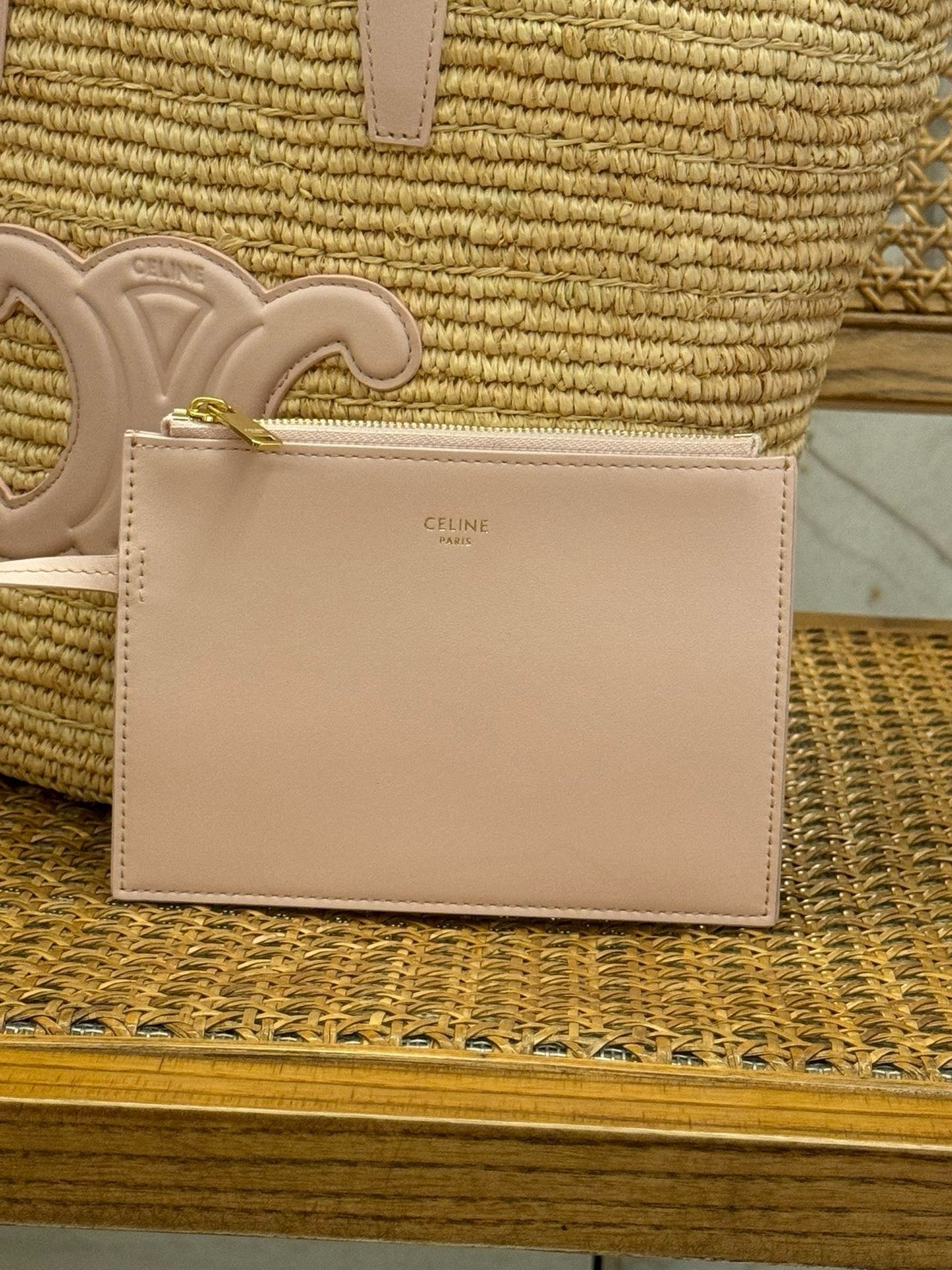 Celine Nano Supple Classic Raffia and Calfskin Basket Bag 