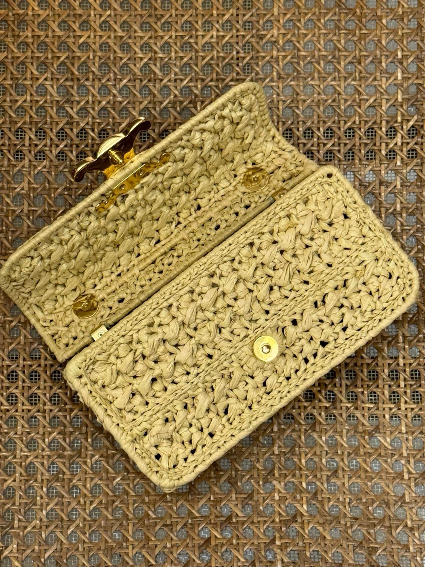 Celine Chain Shoulder Bag Claude Raffia Effect Textile 