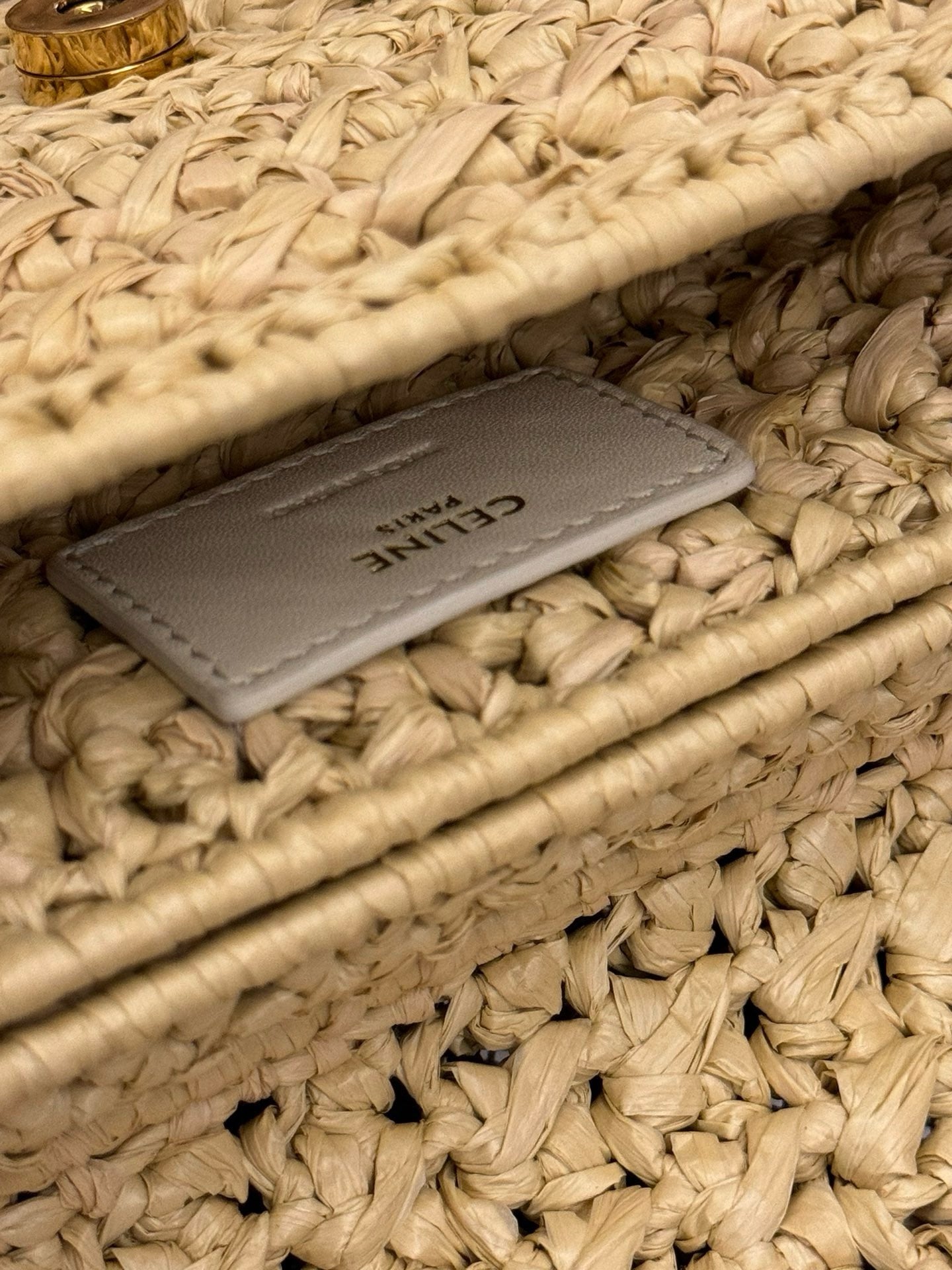 Celine Chain Shoulder Bag Claude Raffia Effect Textile 