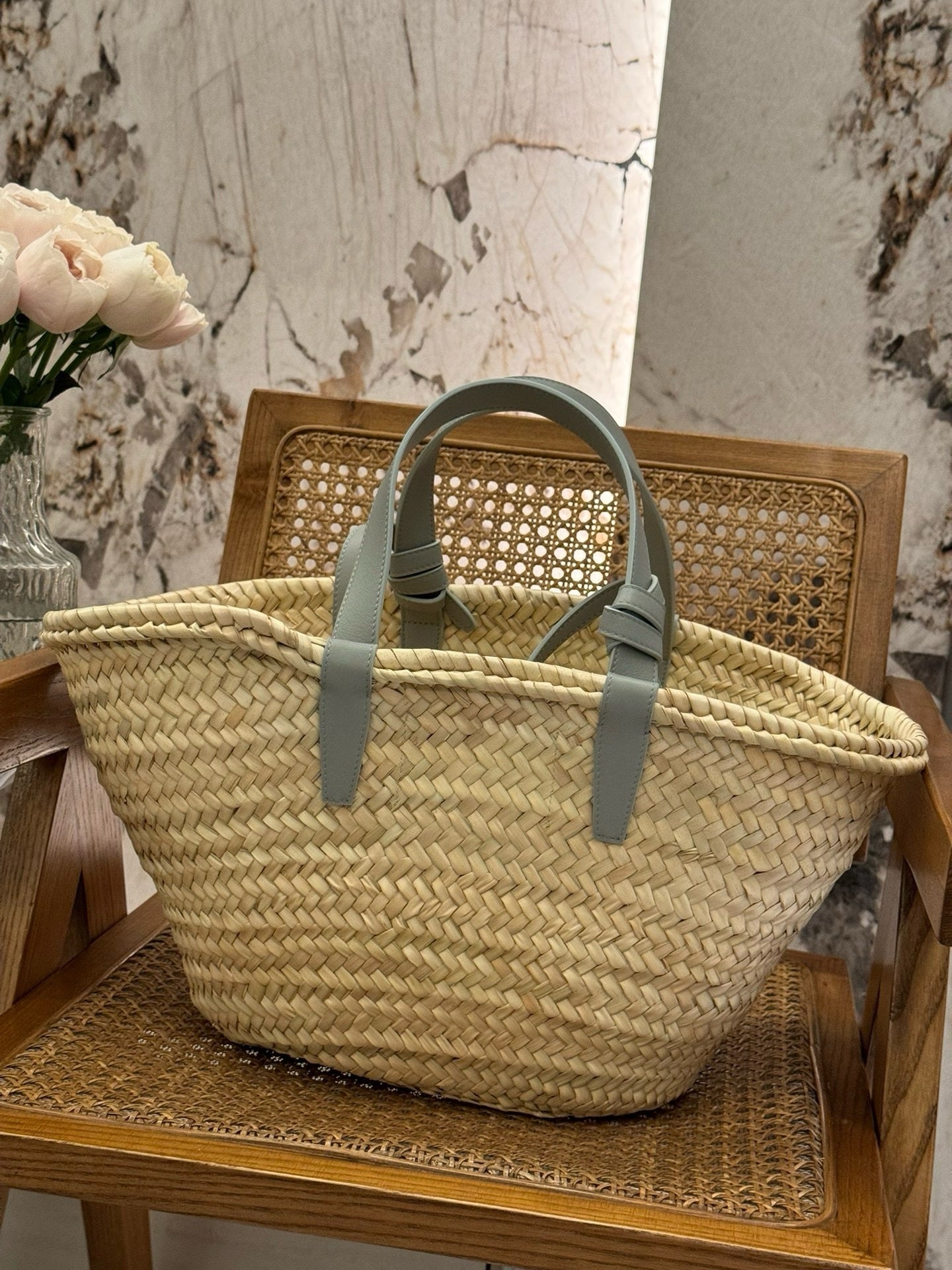 Celine Beige Triomphe Straw Tote Bag – Medium 