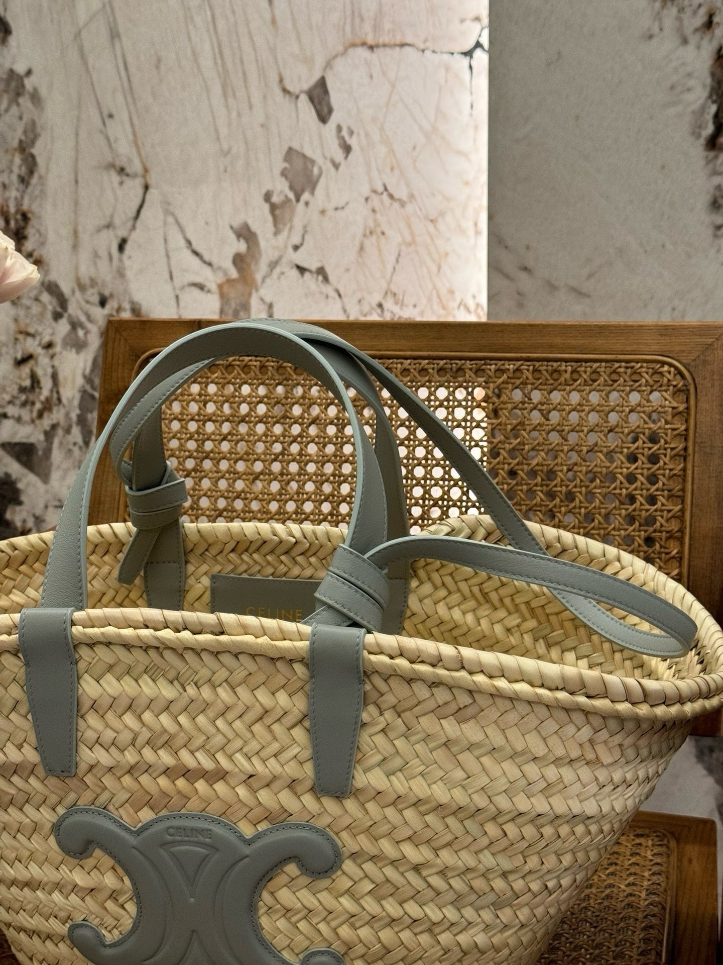 Celine Beige Triomphe Straw Tote Bag – Medium 