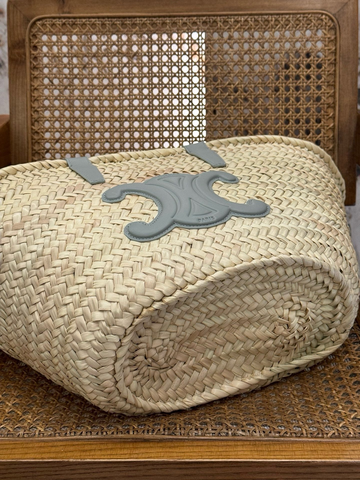 Celine Beige Triomphe Straw Tote Bag – Medium 