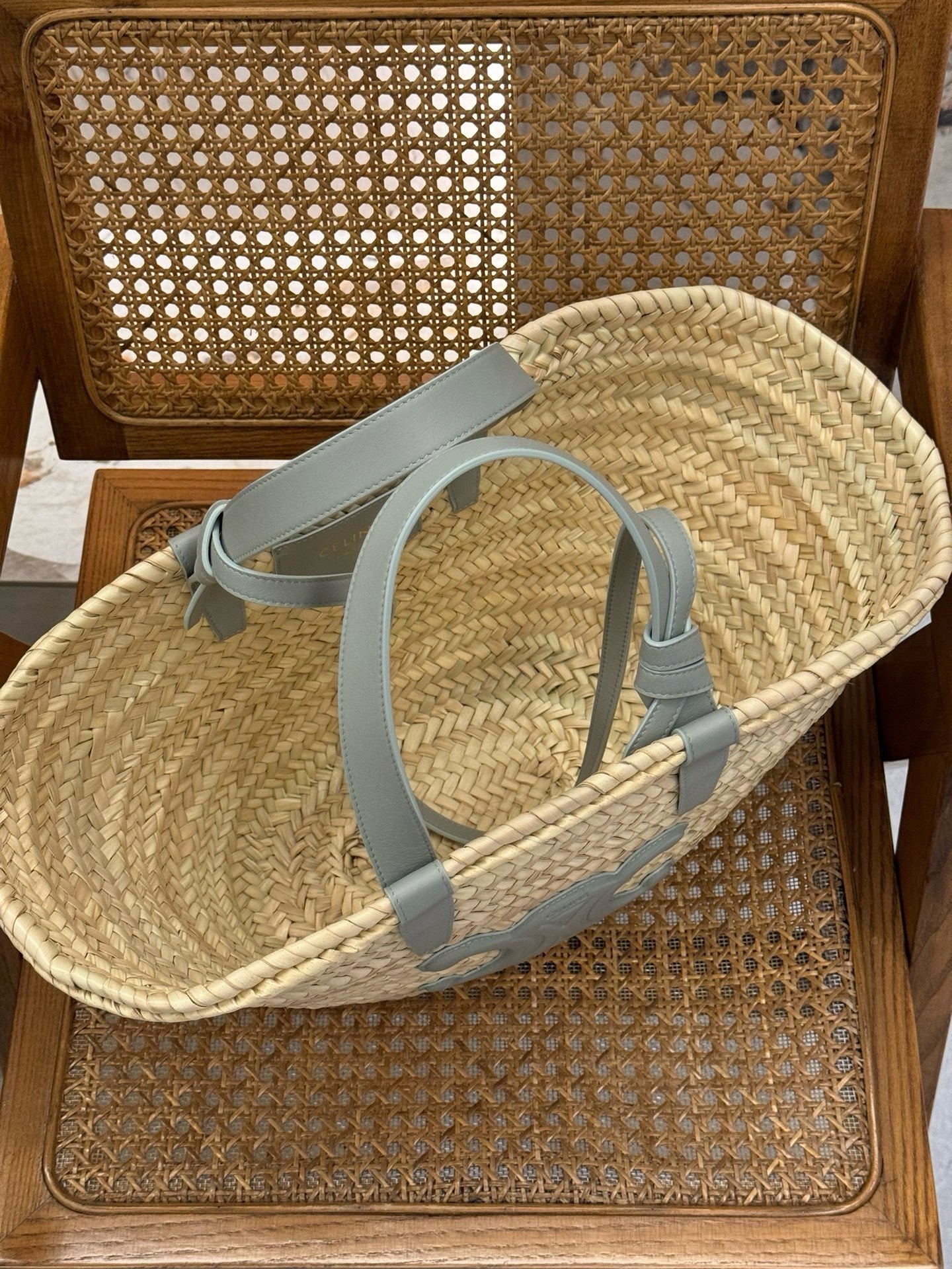 Celine Beige Triomphe Straw Tote Bag – Medium 