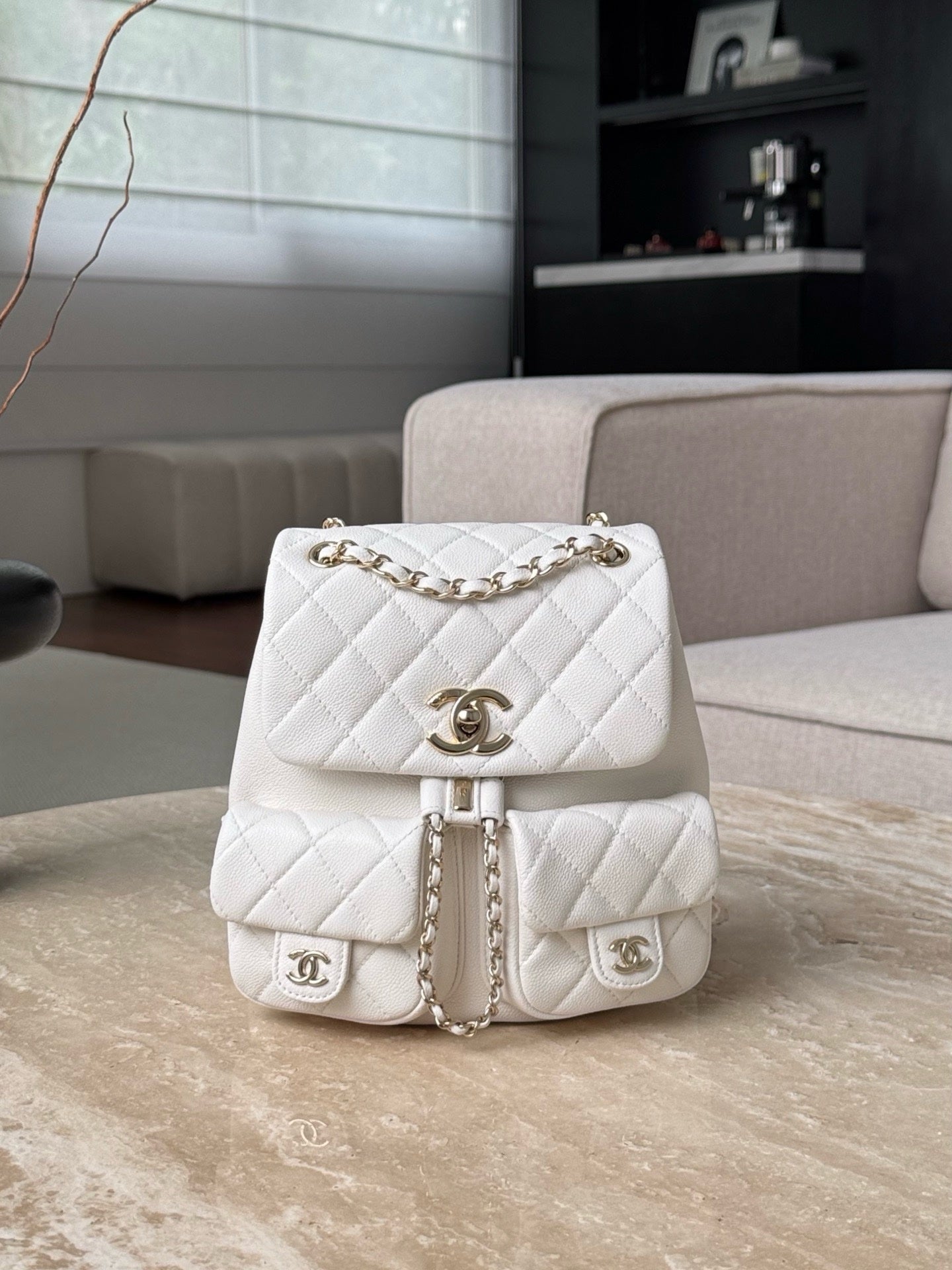 Chanel Matrasse Caviar S Chain Backpack Pink G AS3787