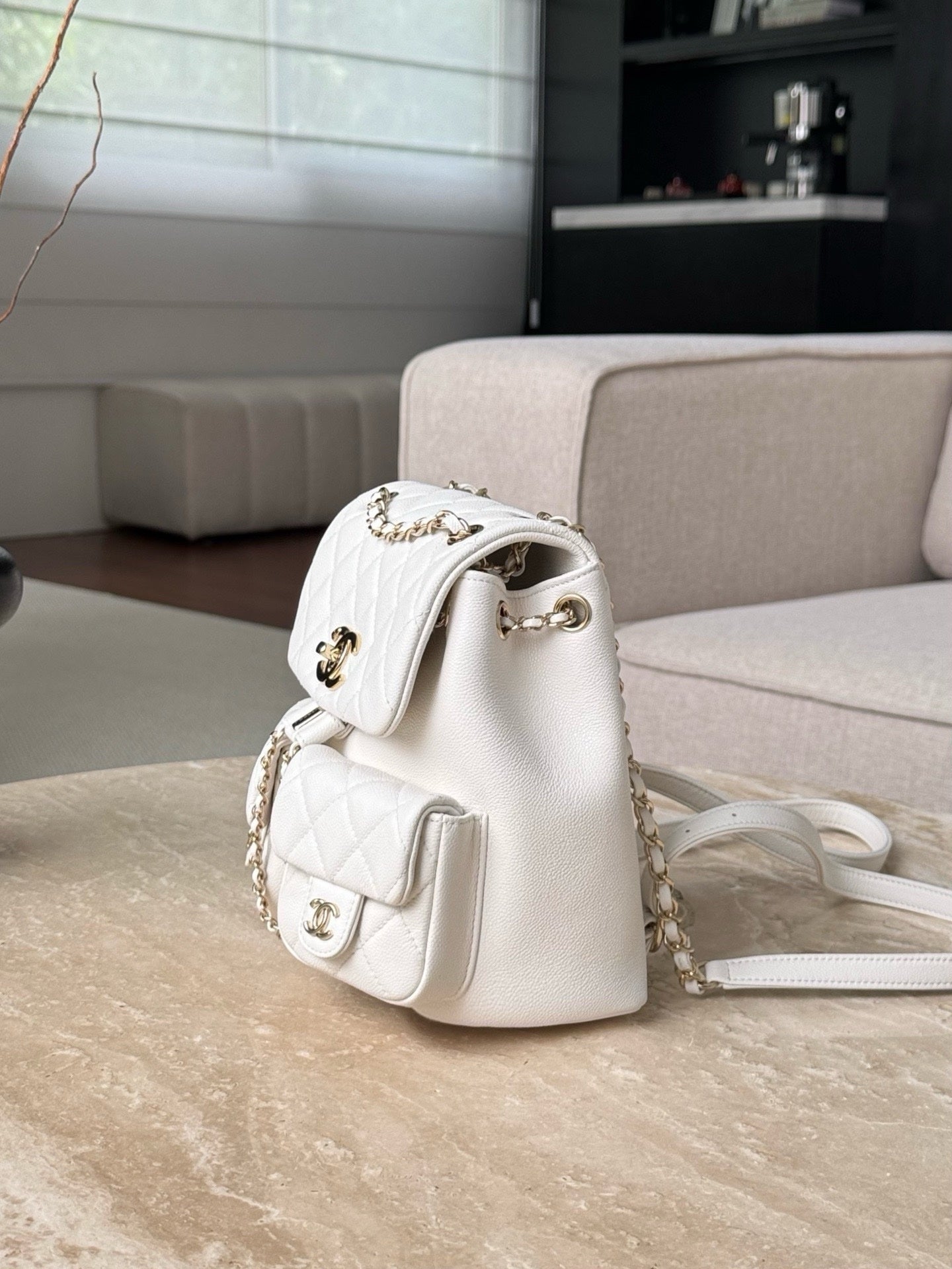 Chanel Matrasse Caviar S Chain Backpack Pink G AS3787