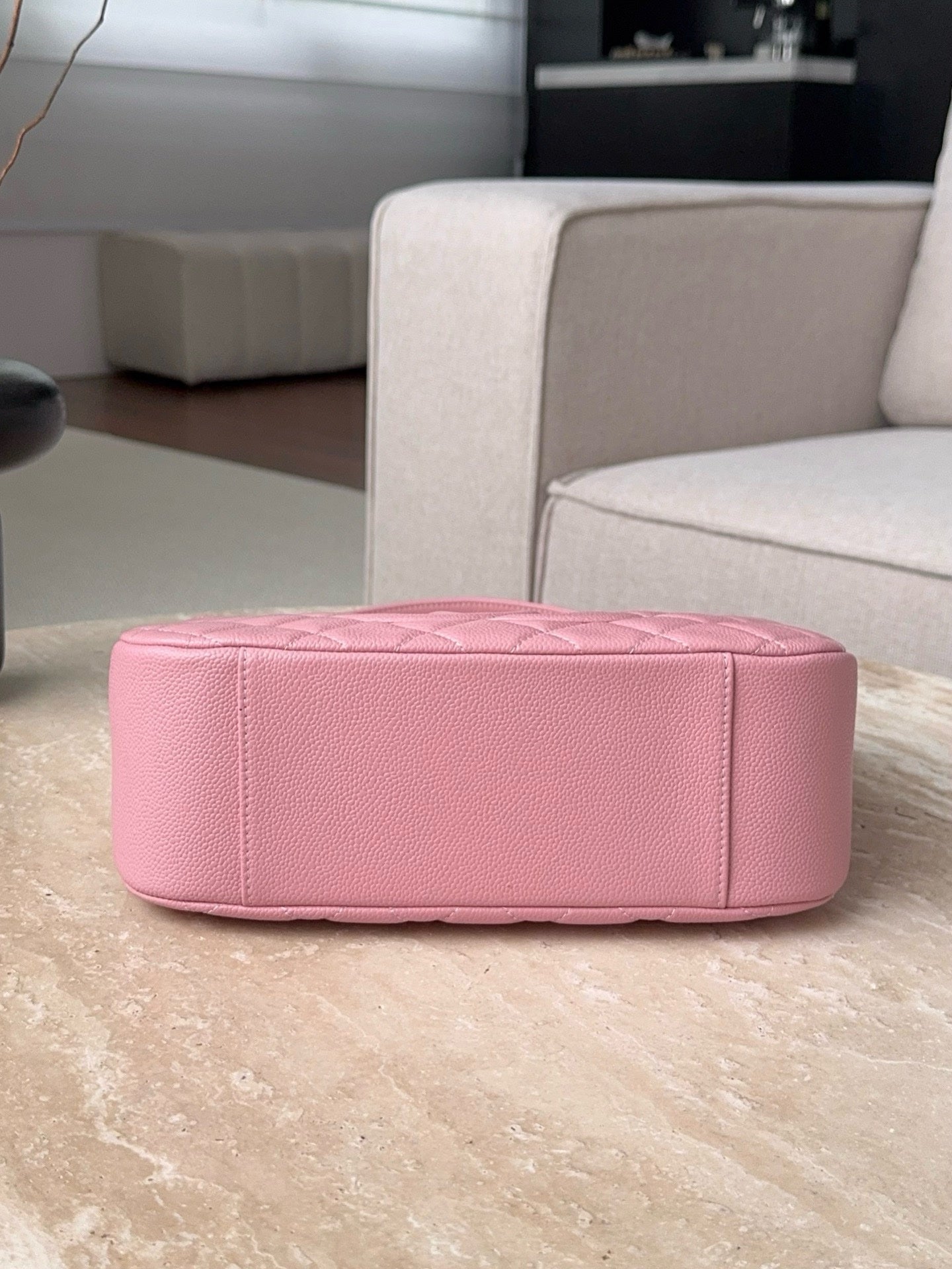 Chanel Pink Quilted Caviar Leather Vintage Timeless Hobo Bag