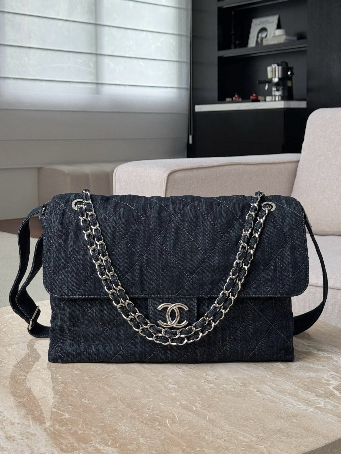 Chanel Denim Jumbo Messenger Bag