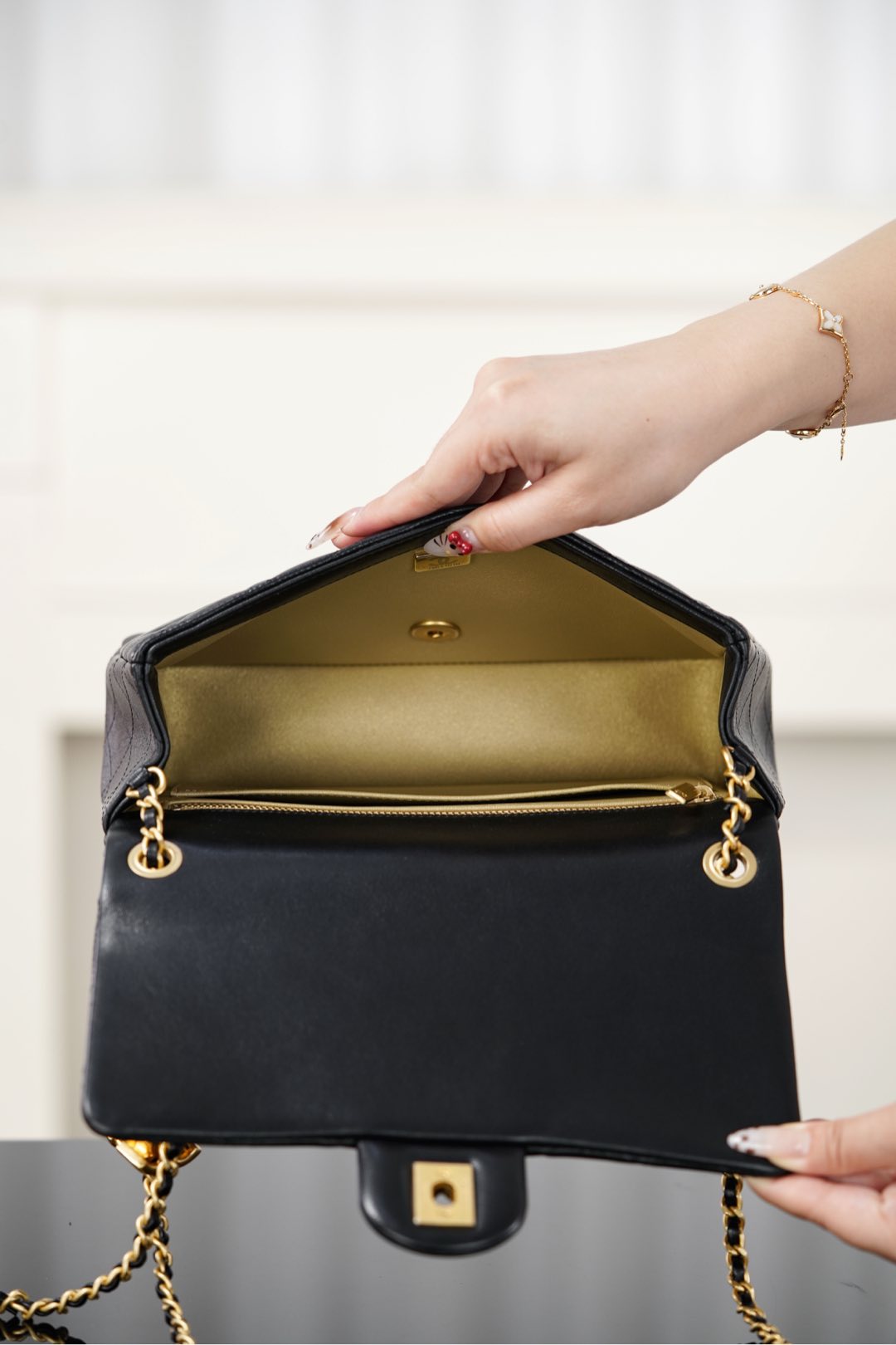 Chanel LEGO 25M Double Chain Bag – Black Lambskin / Gold Hardware