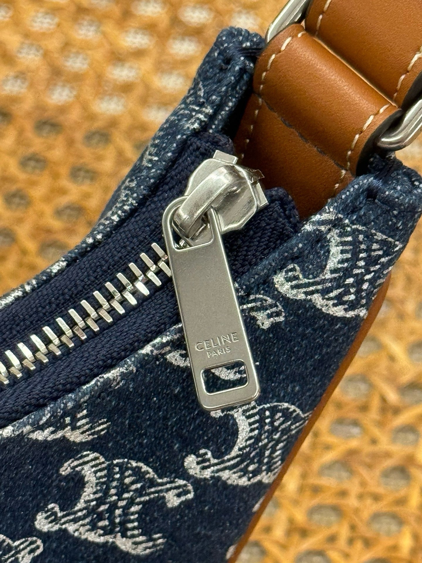 Celine Blue Ava Denim and Leather Hobo Bag 