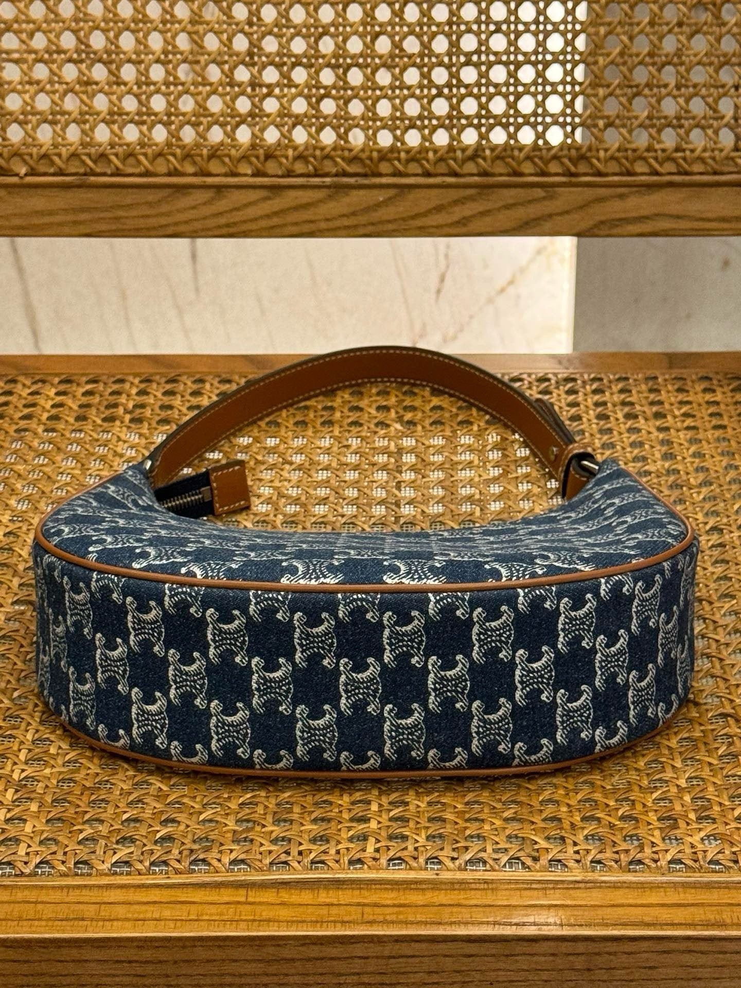 Celine Blue Ava Denim and Leather Hobo Bag 