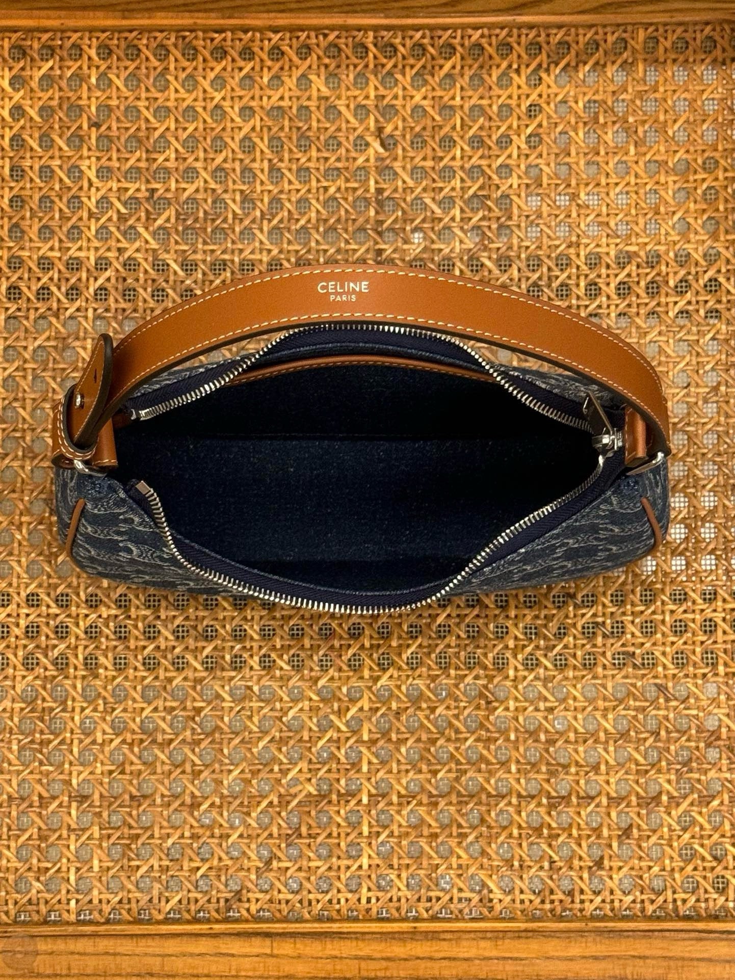 Celine Blue Ava Denim and Leather Hobo Bag 