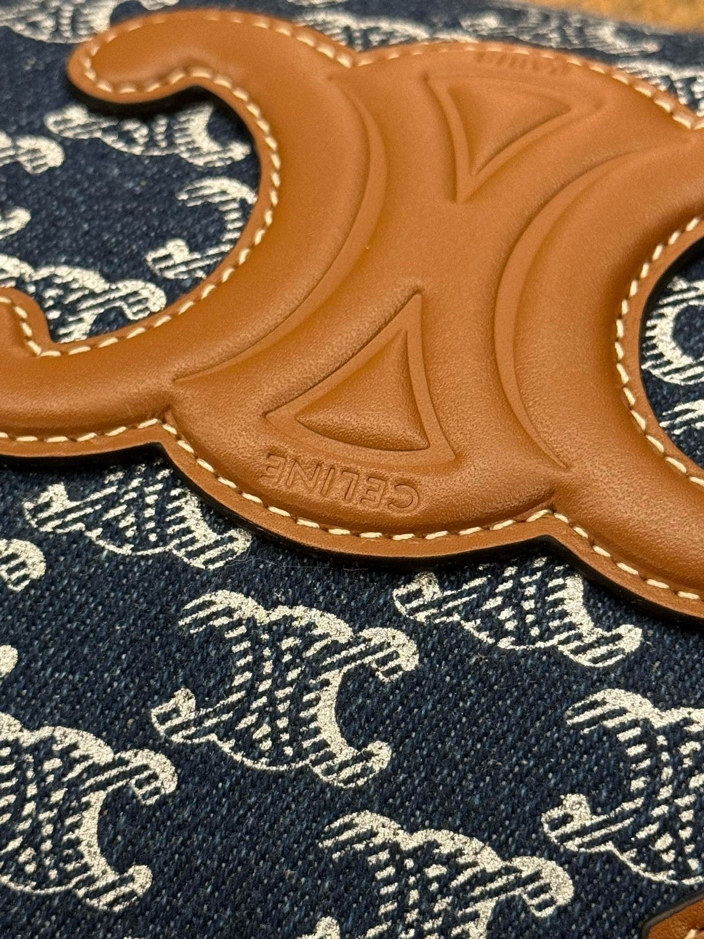 CELINE Denim Leather Boston Bag Blue 