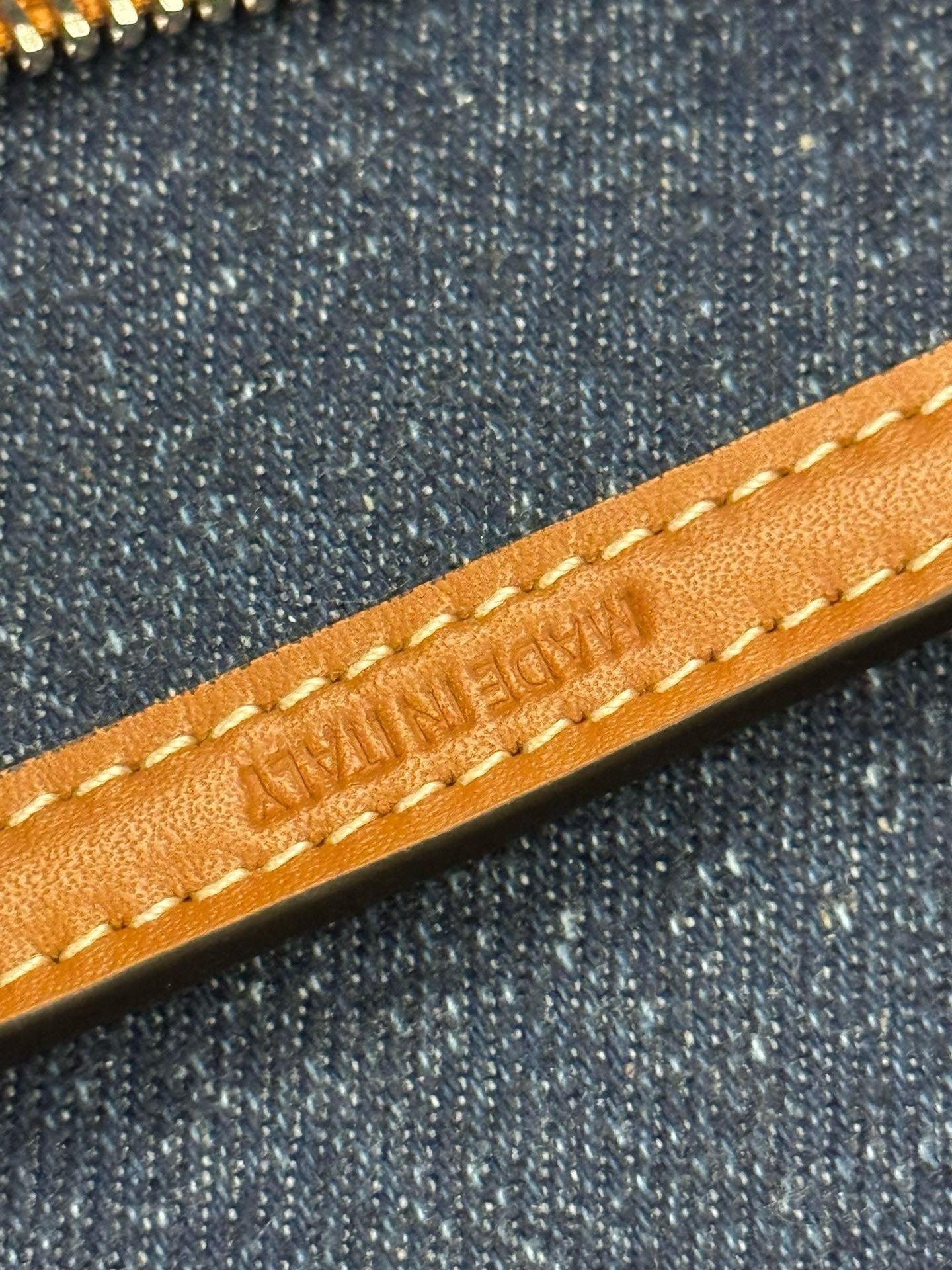 CELINE Denim Leather Boston Bag Blue 