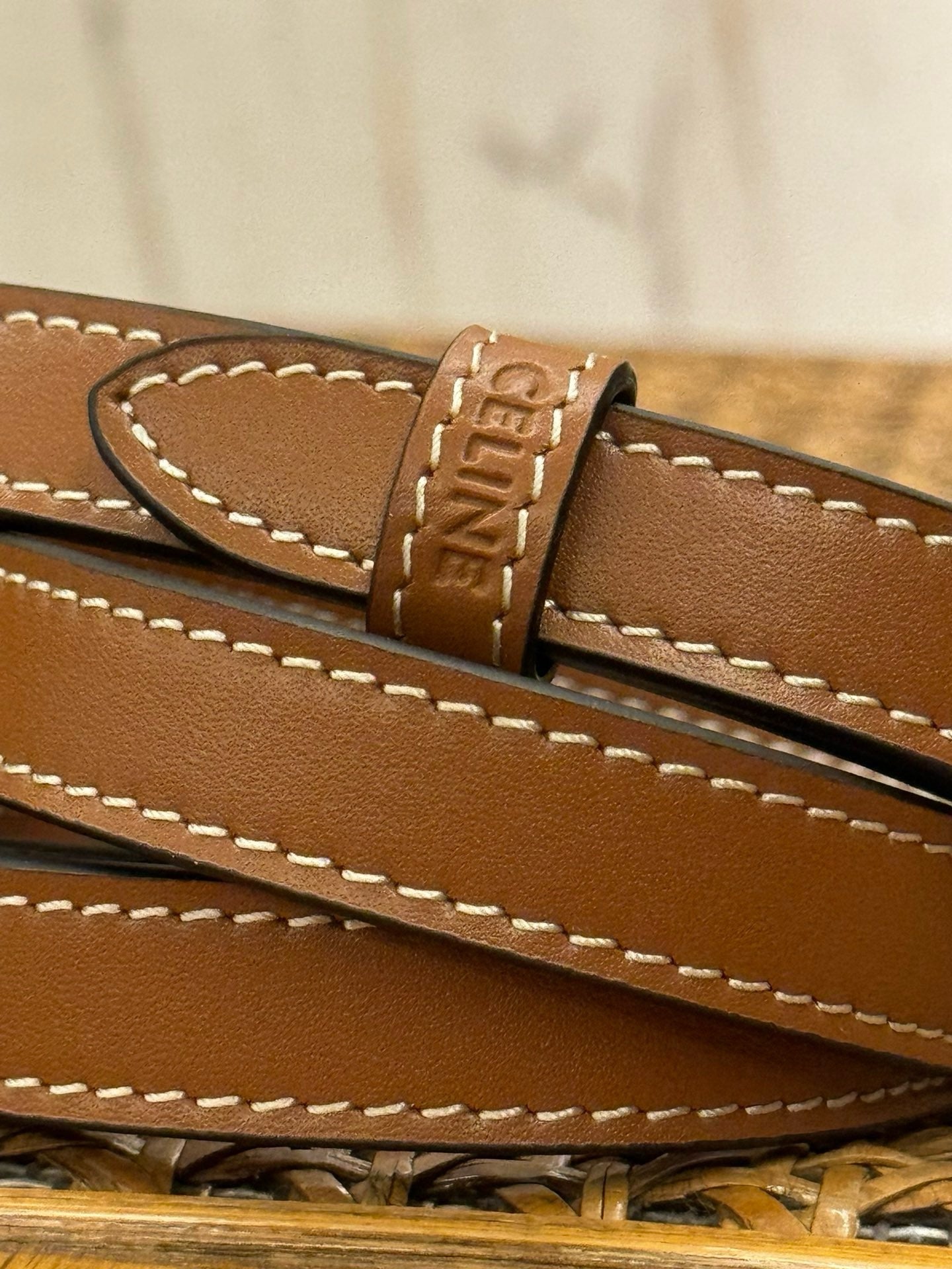 CELINE Denim Leather Boston Bag Blue 