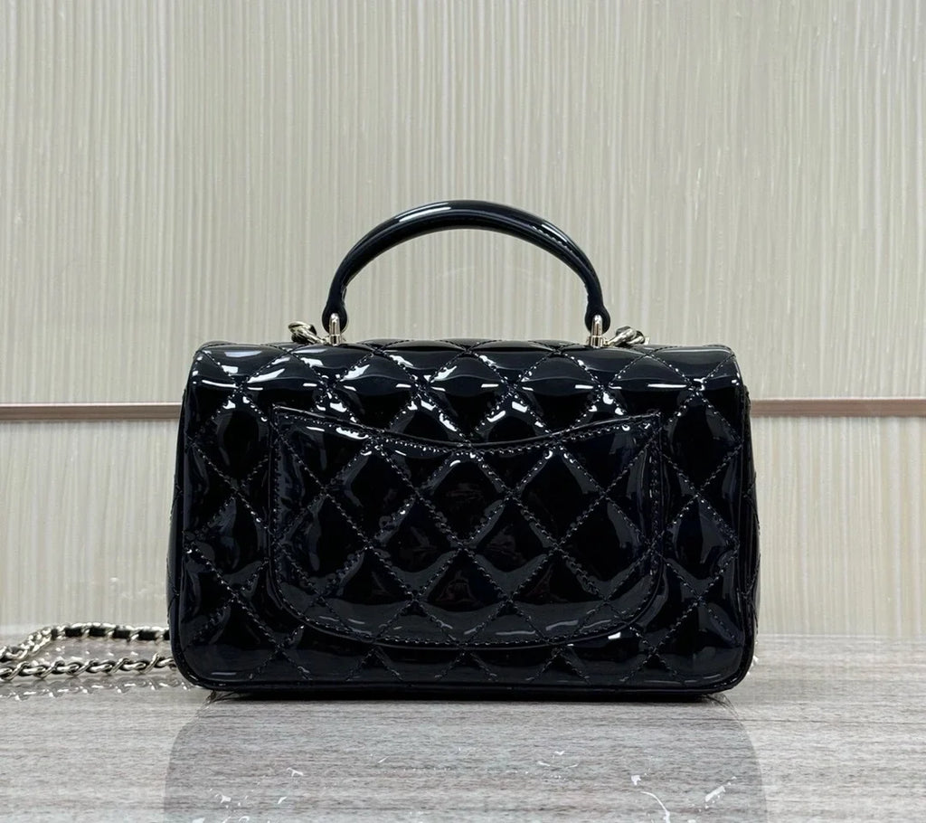Chanel 24k Mini Saplı Rugan Siyah - Glimmer of Luxury