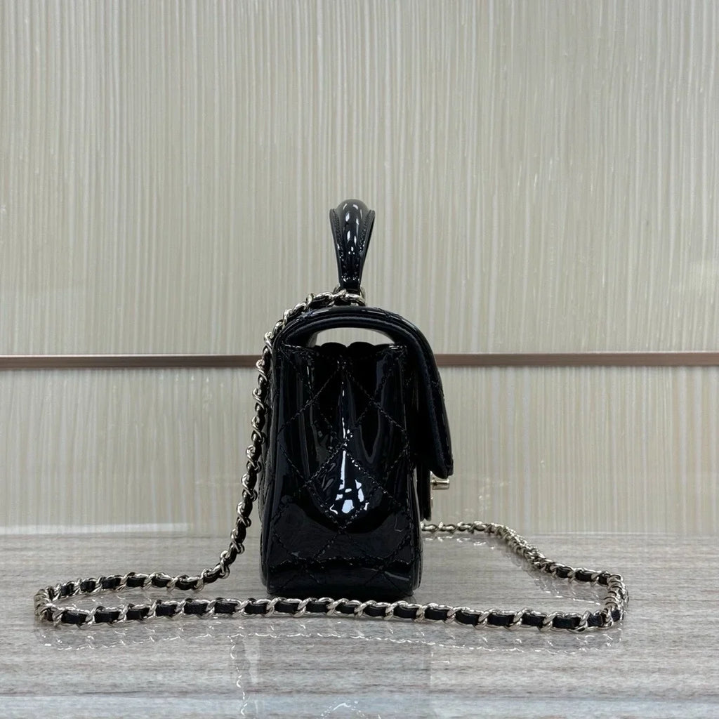 Chanel 24k Mini Saplı Rugan Siyah - Glimmer of Luxury