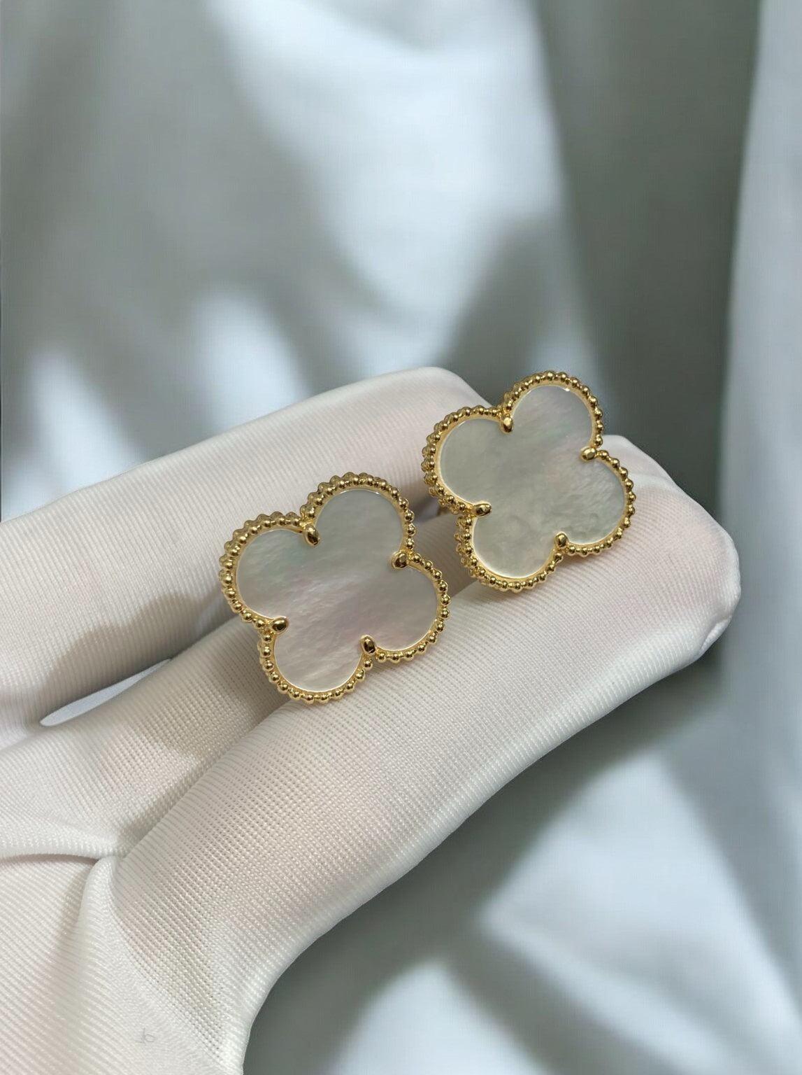 VCA 18 Ayar Altın Tatlı Alhambra Sedef Küpe - Glimmer of Luxury