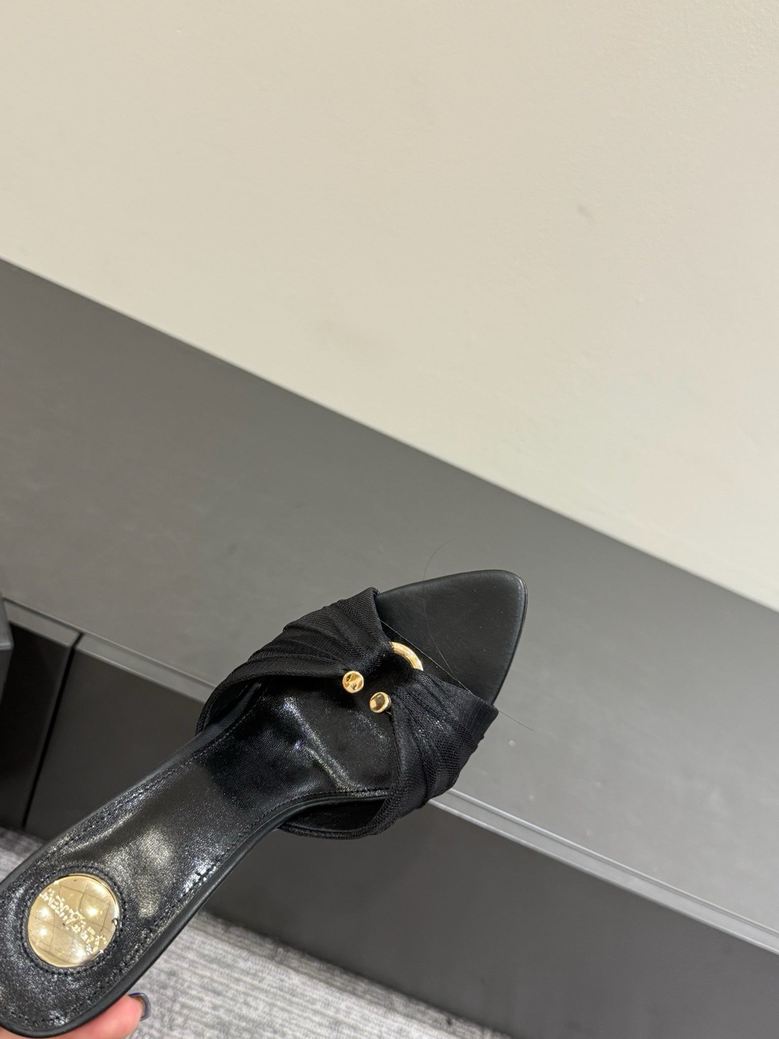 Saint Laurent Babylone Leather Slippers