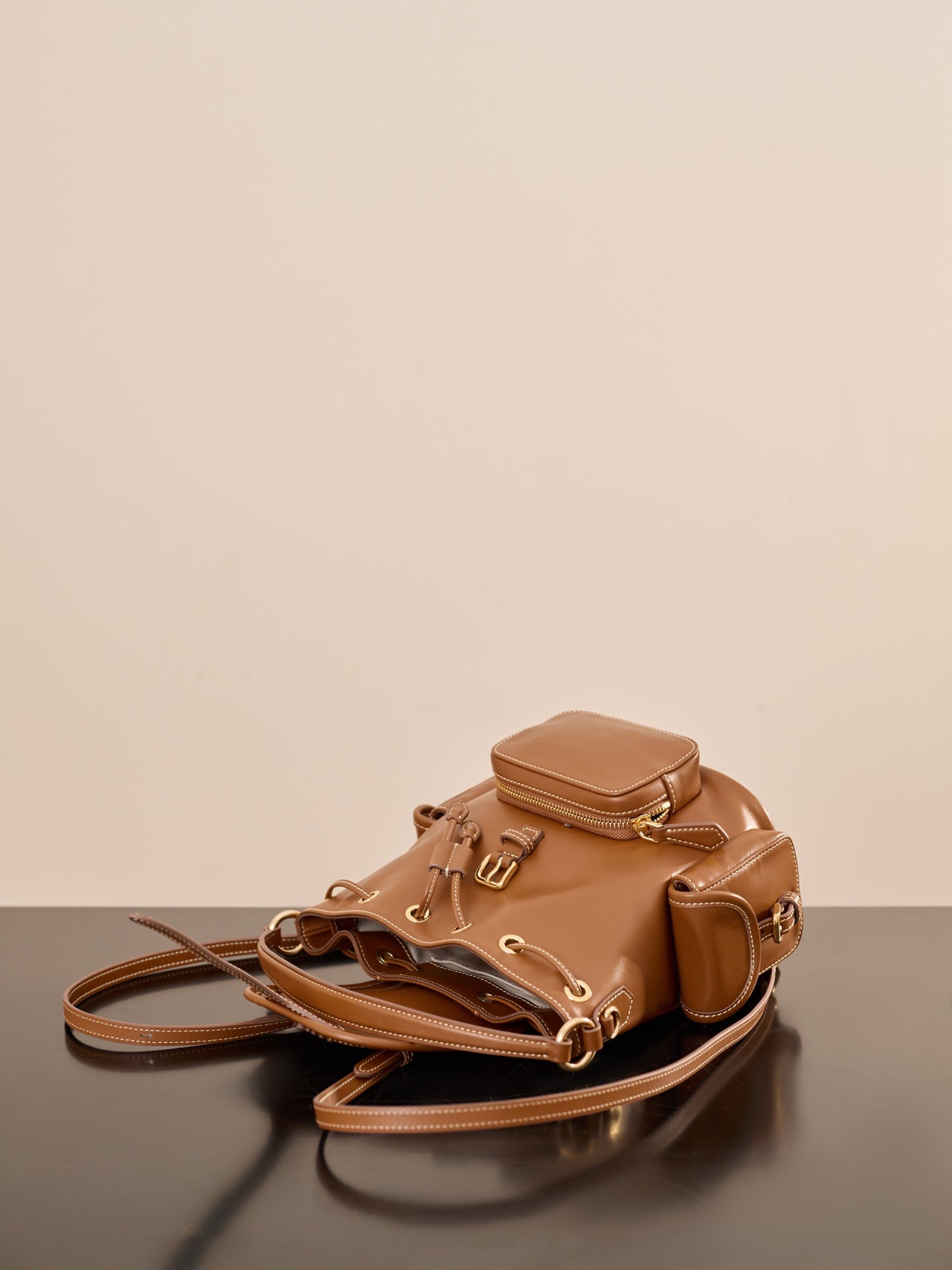 Miu Miu Small Calfskin Backpack – Brown