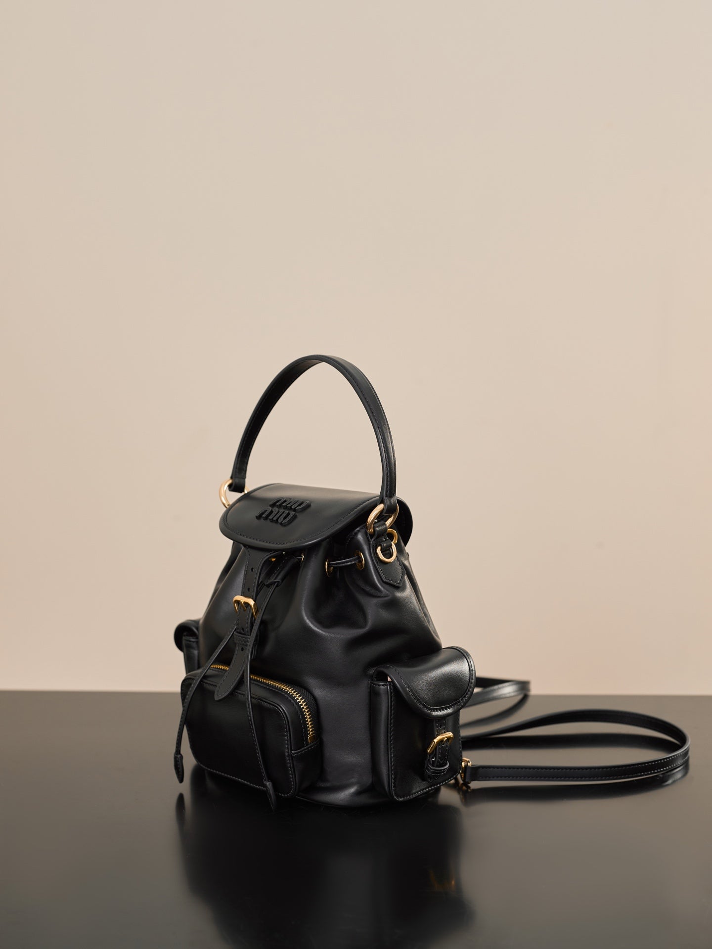 Miu Miu Small Calfskin Backpack – Black