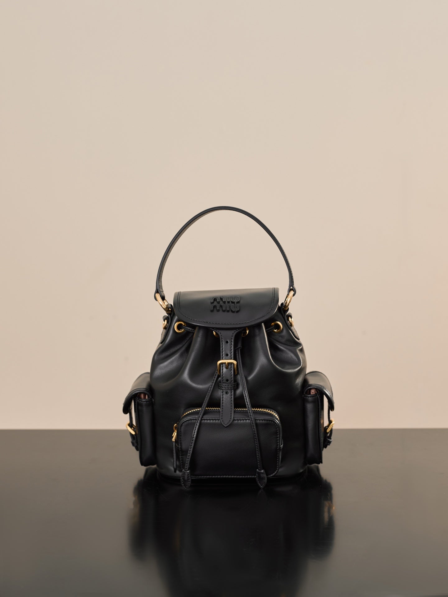 Miu Miu Small Calfskin Backpack – Black