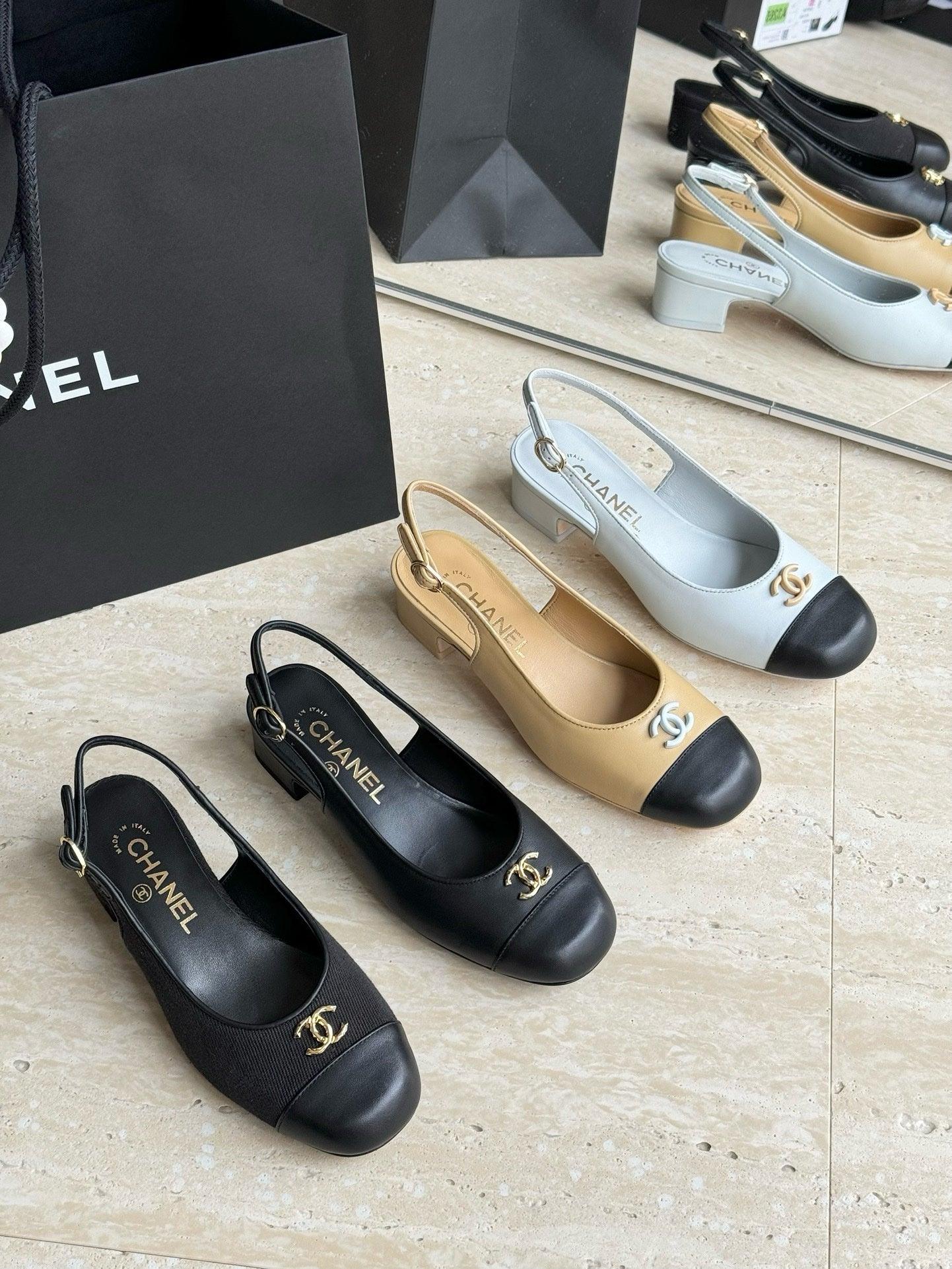 Chanel 2024 Yün ve Dana Derisi Arkadan Bağlamalı Ayakkabılar - Glimmer of Luxury