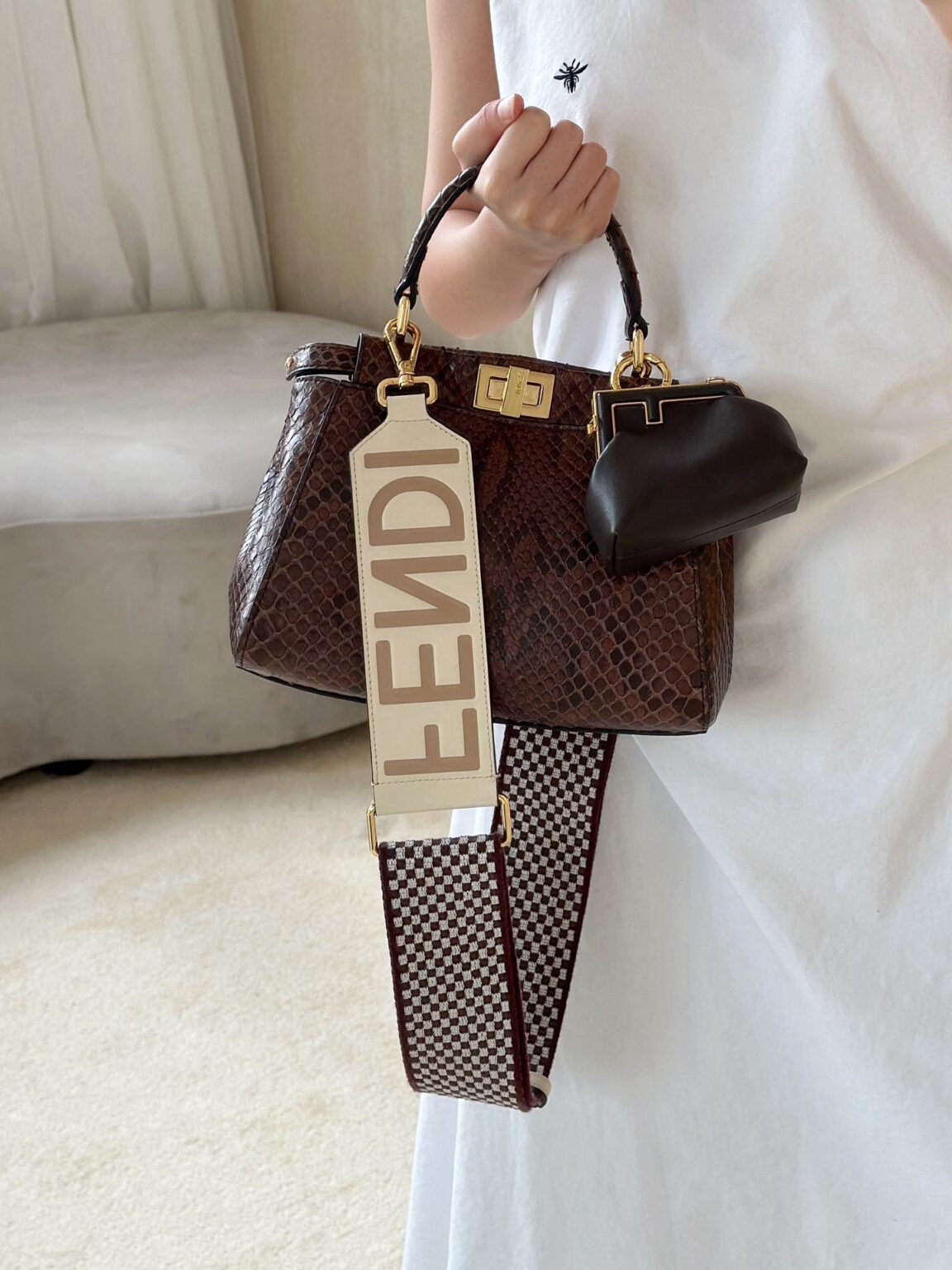Fendi Peekaboo Mini Siyah Piton Deri Çanta - Glimmer of Luxury