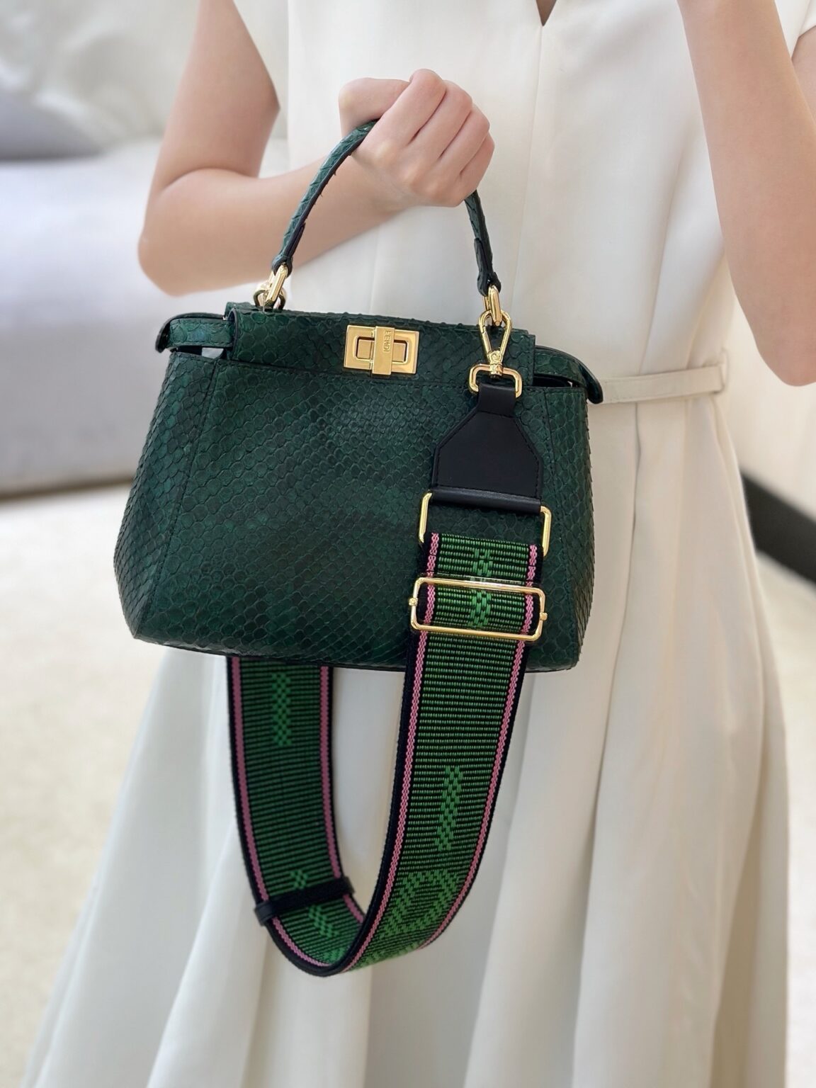 Fendi Peekaboo Mini Siyah Piton Deri Çanta - Glimmer of Luxury