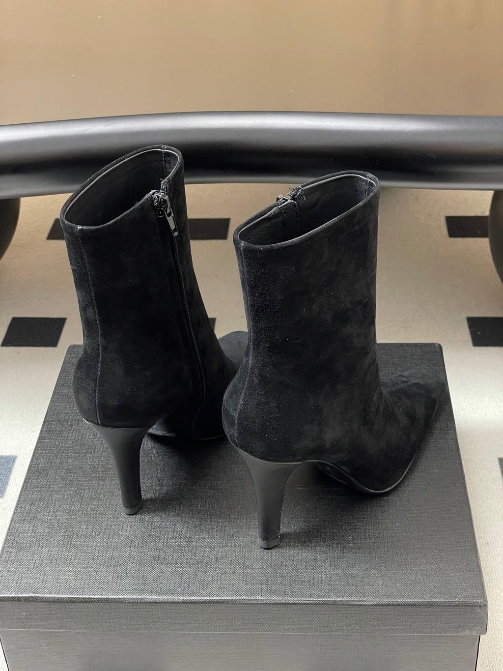 Saint Laurent FW26 Pointed Toe High Heel Suede Boots