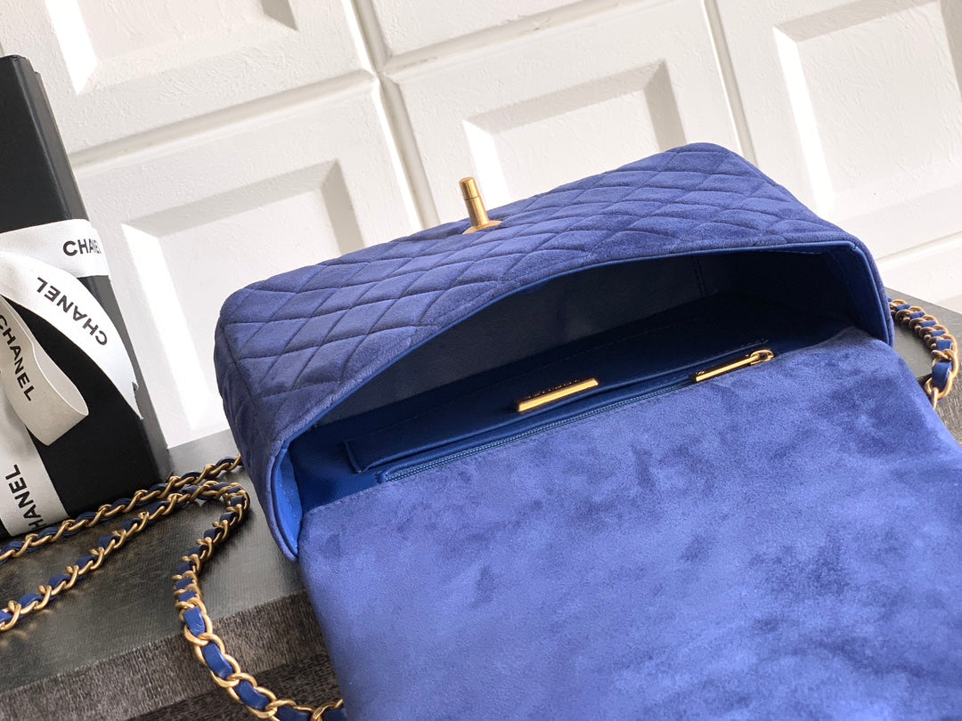 Chanel Royal Blue 26C – Matte &amp; Suede Leather Classic Flap Bag 