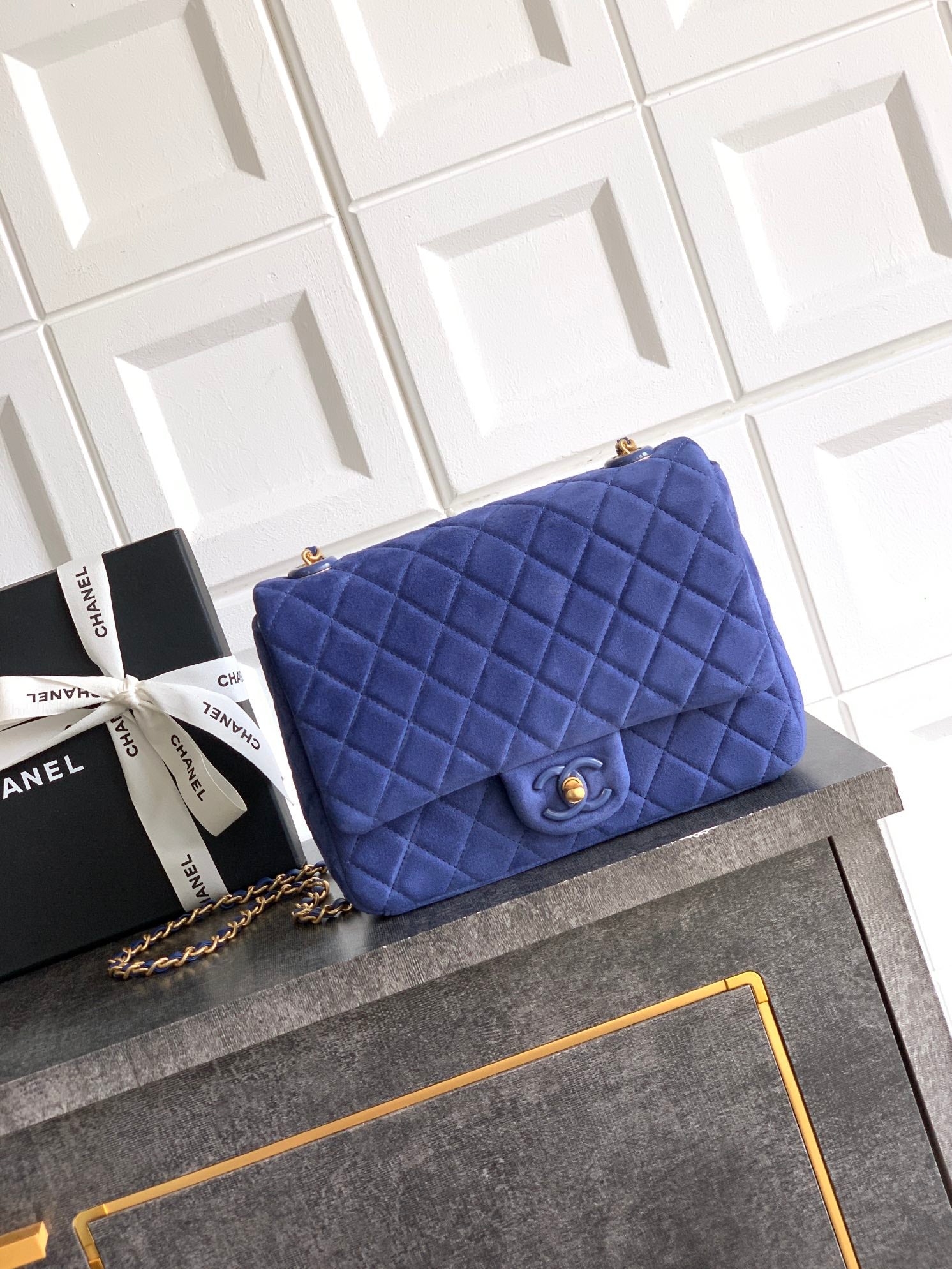 Chanel Royal Blue 26C – Matte &amp; Suede Leather Classic Flap Bag 
