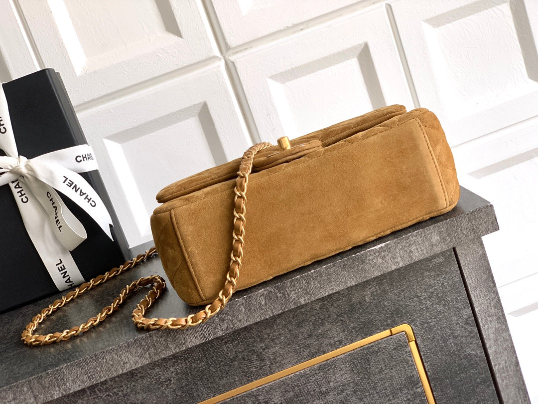 Chanel Kahverengi 26C – Mat & Süet Deri Klasik Kapaklı Çanta