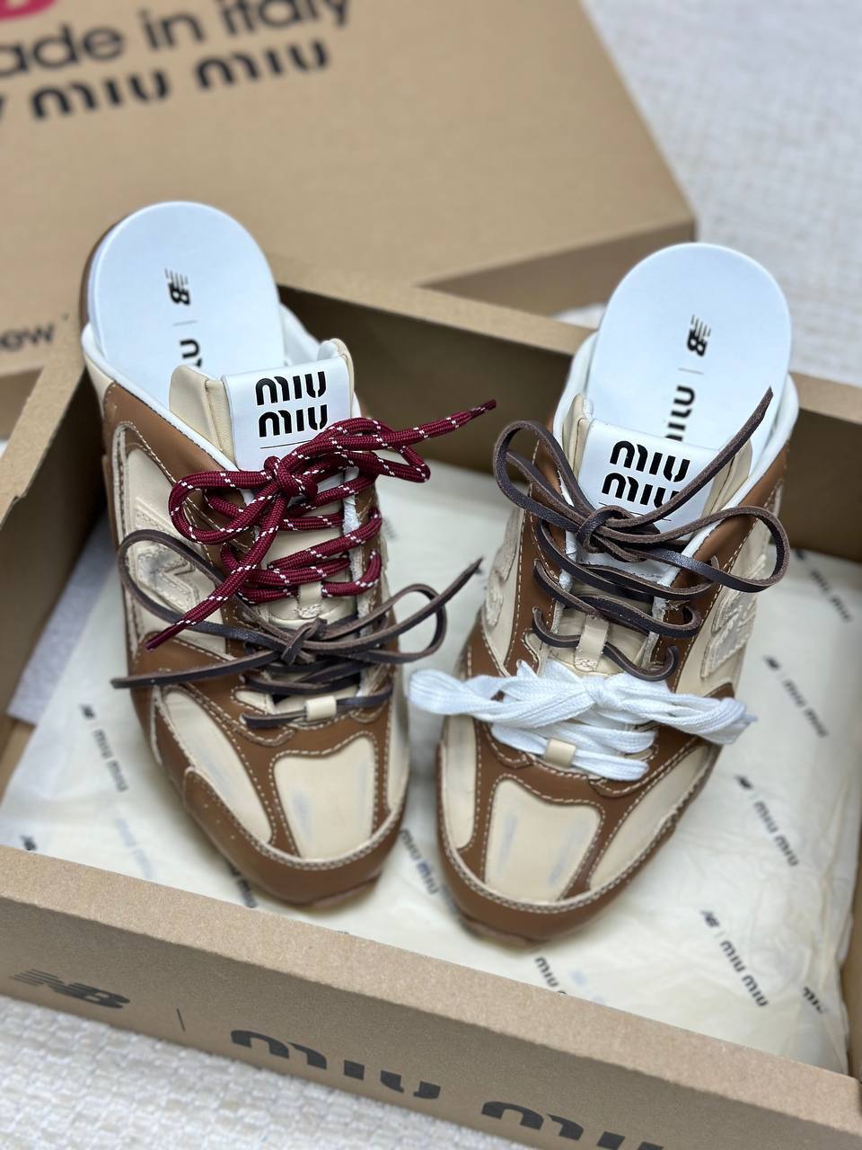 New Balance X Miu Miu 530 SL Deco Calfskin Closed Slippers