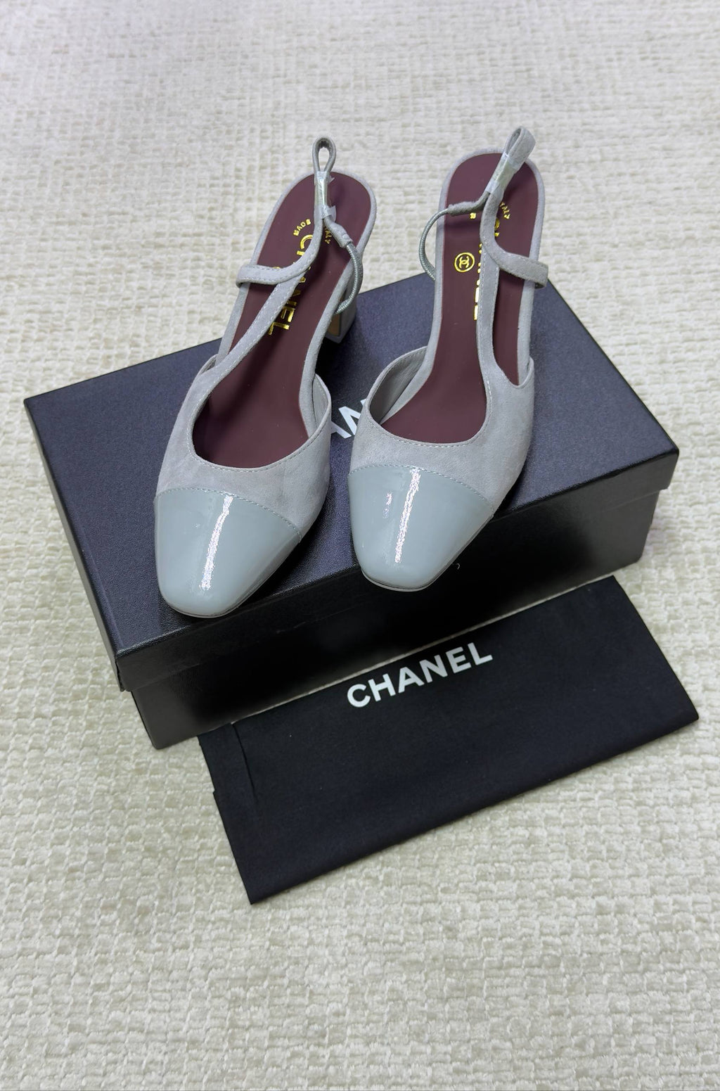 Chanel Patent Leather Closed Toe CC Slingback Shoes 2025