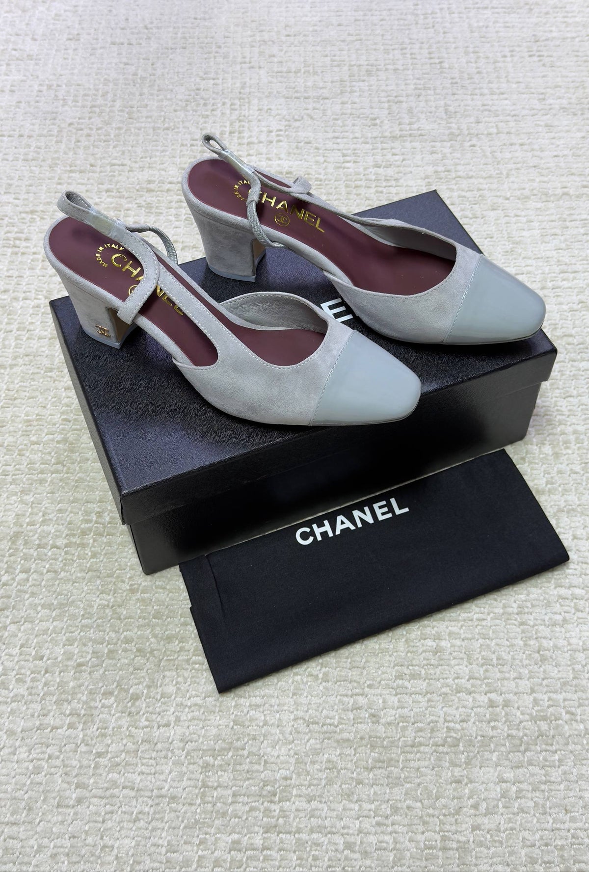 Chanel Patent Leather Closed Toe CC Slingback Shoes 2025