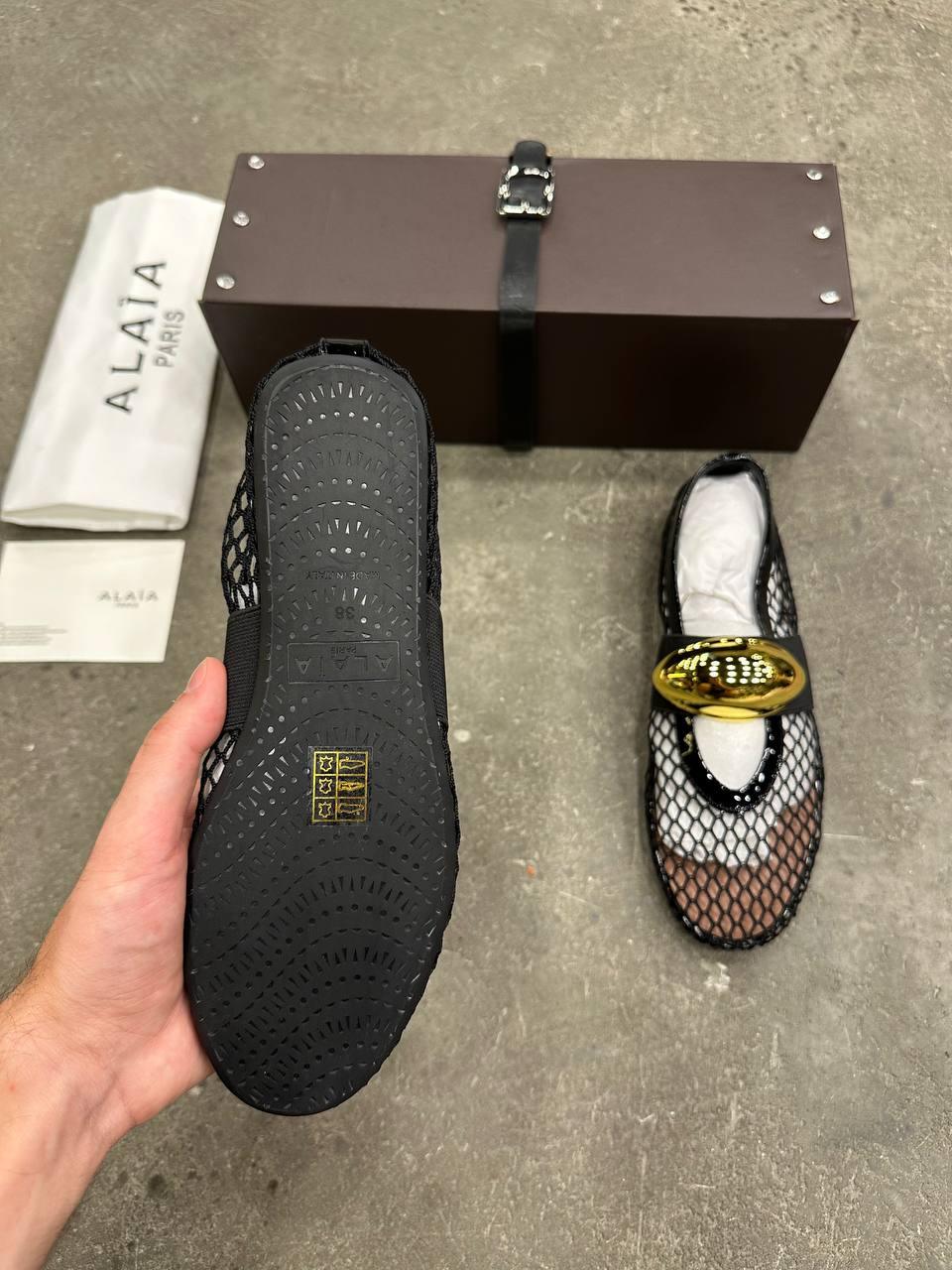 Alaia Ballet Flats Jewel In Fishnet - Glimmer of Luxury