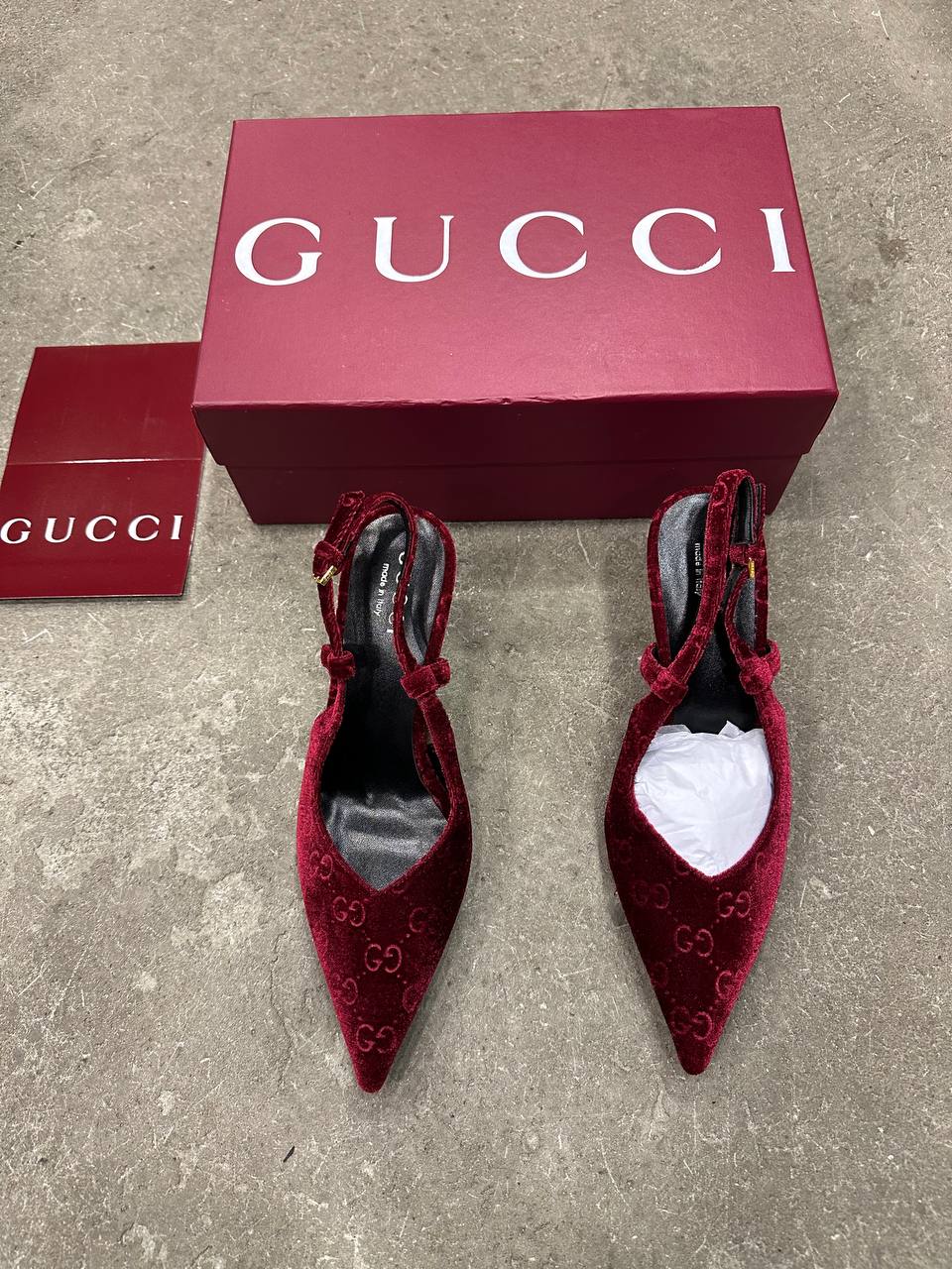 Gucci GG Kadife Arkası Açık İskarpin Topuklu Ayakkabı - Glimmer of Luxury